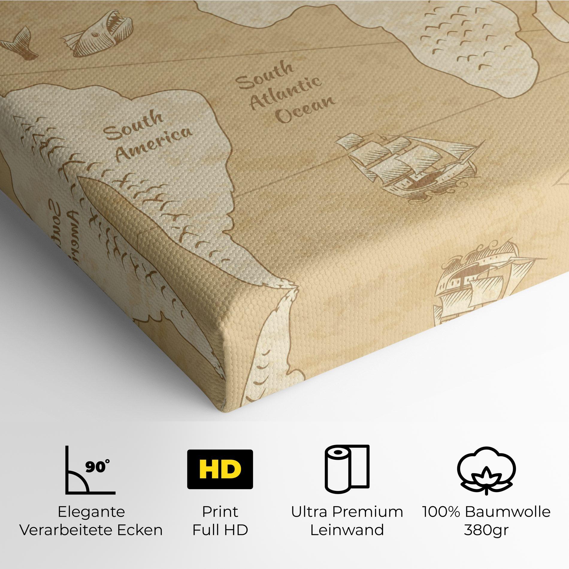 Leinwandbild Old Continents Map mockup 4