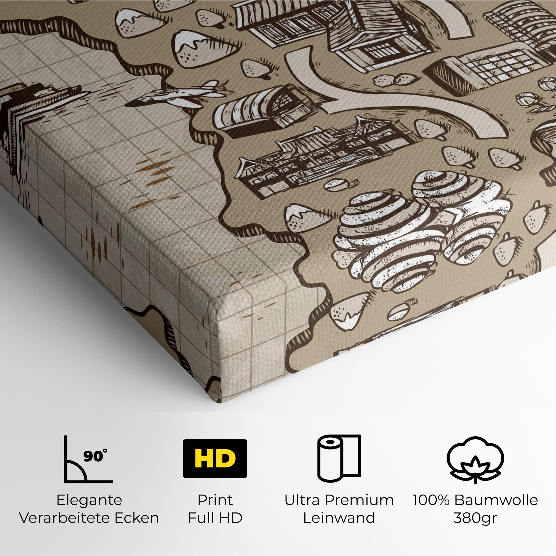 Leinwandbild Old Korea Map mockup 4