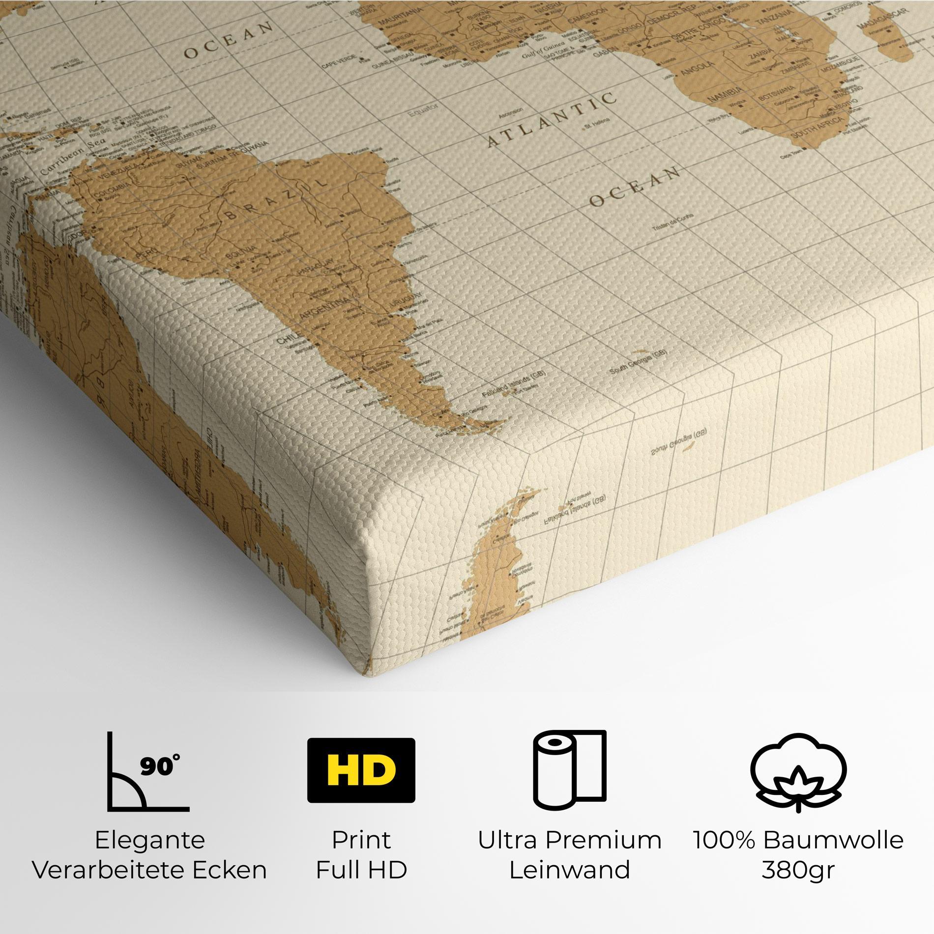 Leinwandbild Old Map Cream mockup 4