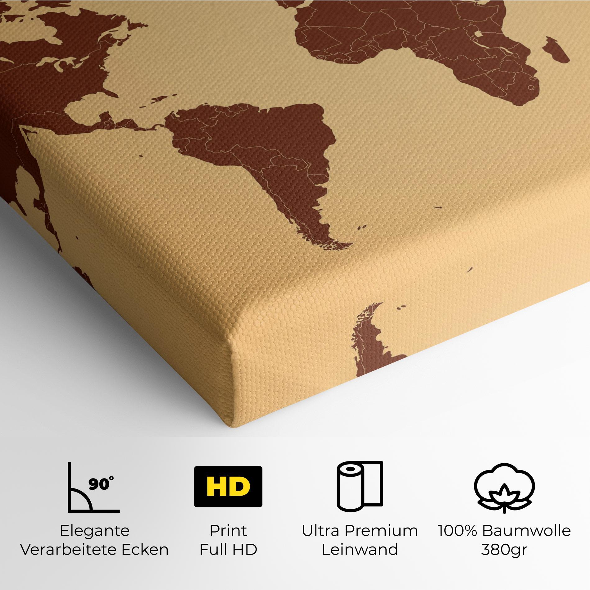 Leinwandbild Vintage World Map mockup 4