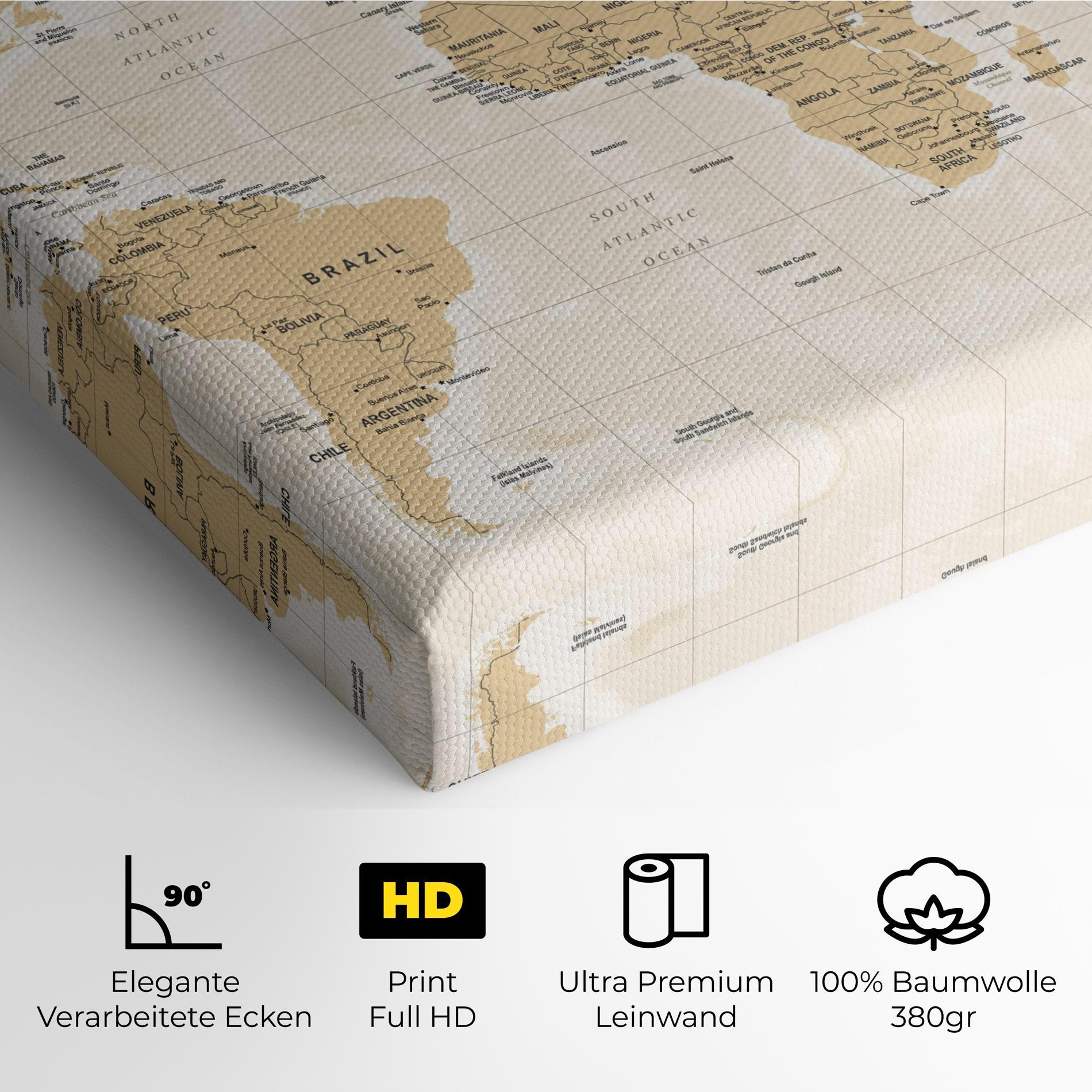 Leinwandbild World Old Map mockup 4