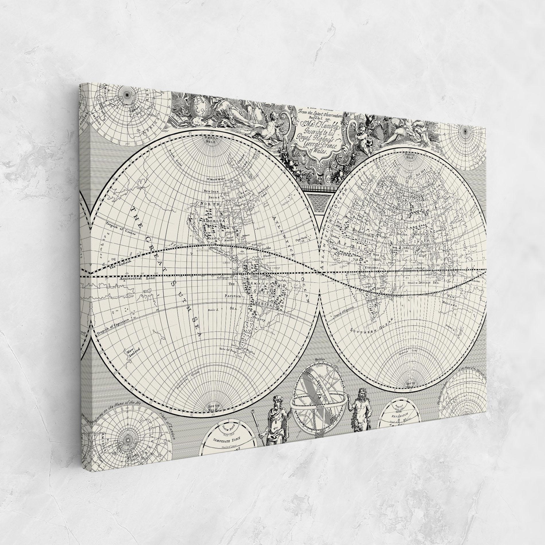 Leinwandbild Black White Map mockup 1