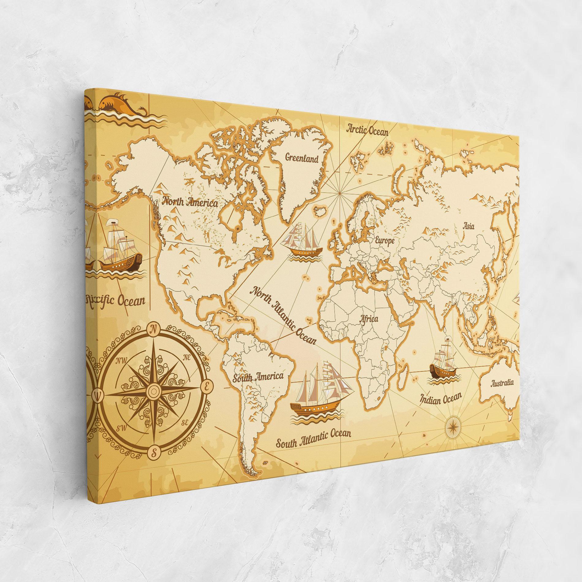 Leinwandbild Gold Old Map mockup 1