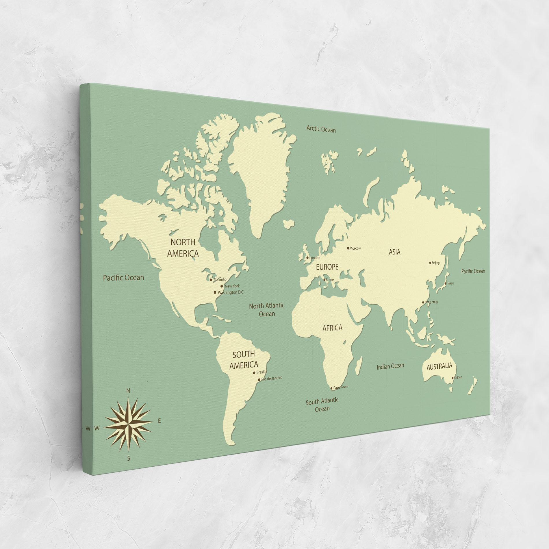 Leinwandbild Green Cream Map mockup 1