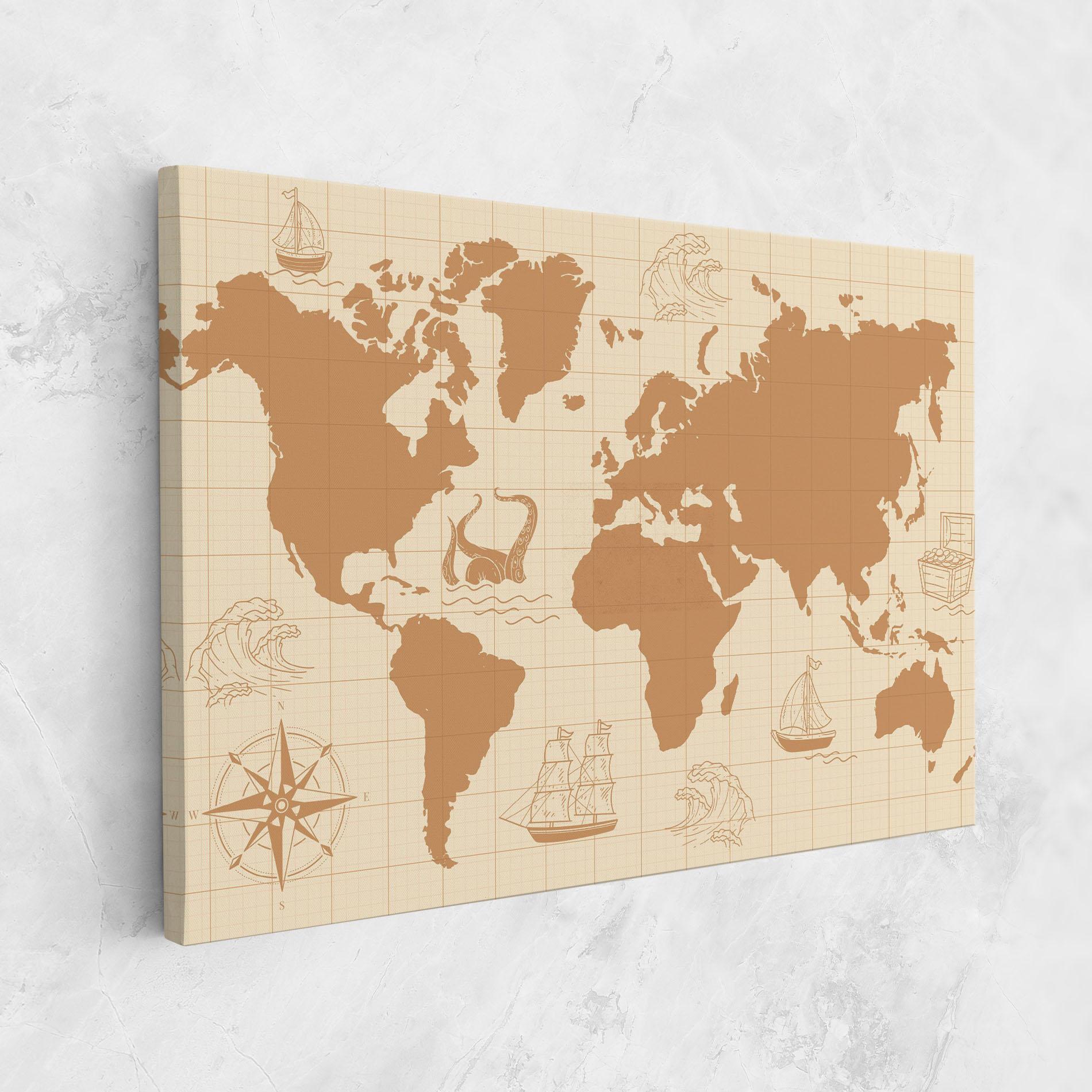 Leinwandbild Light Cream Map mockup 1