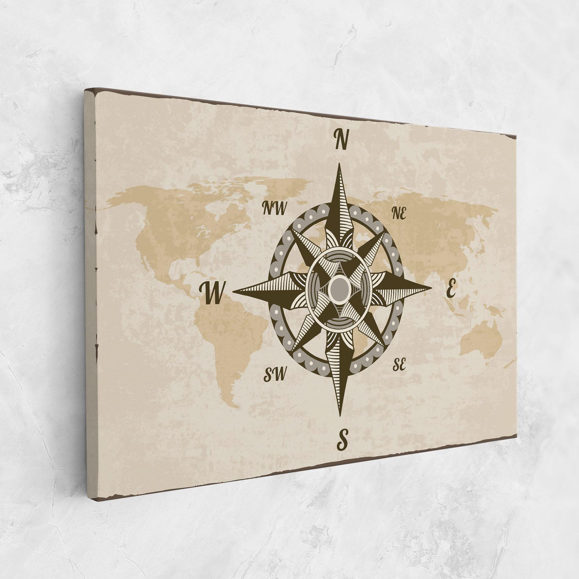 Leinwandbild Nautical Compass mockup 1