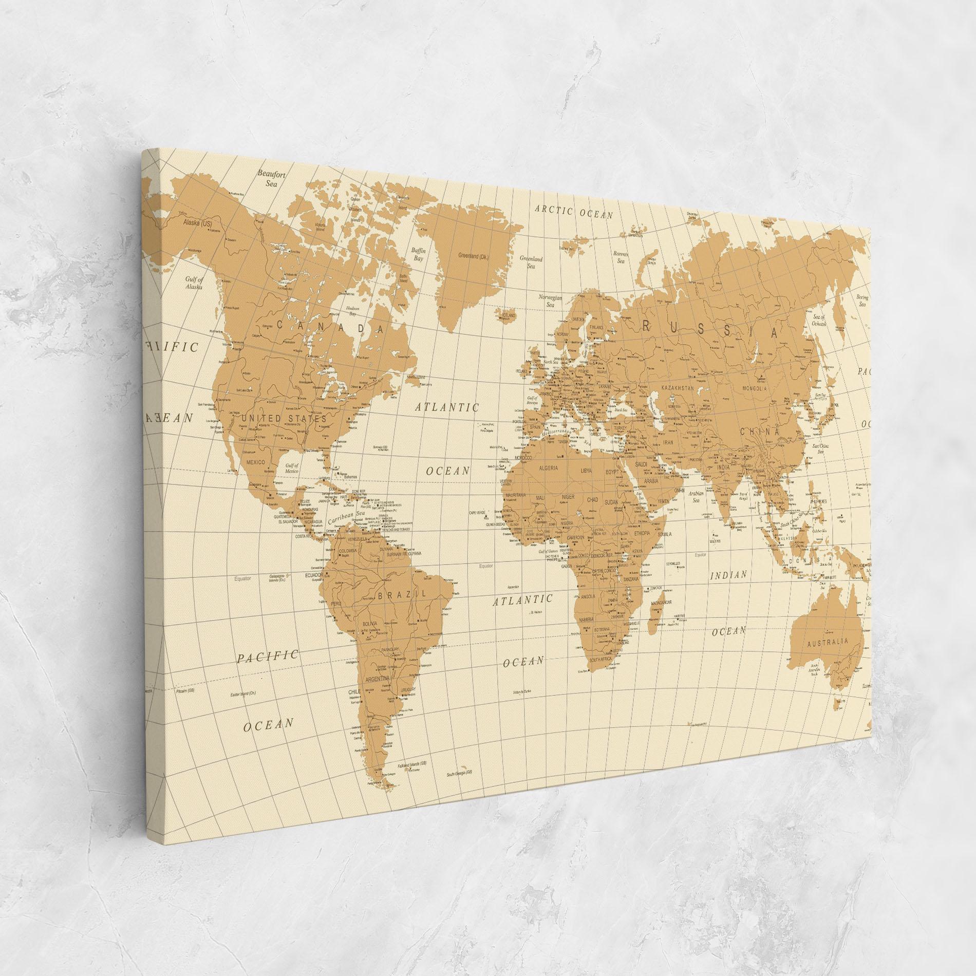 Leinwandbild Old Map Cream mockup 1