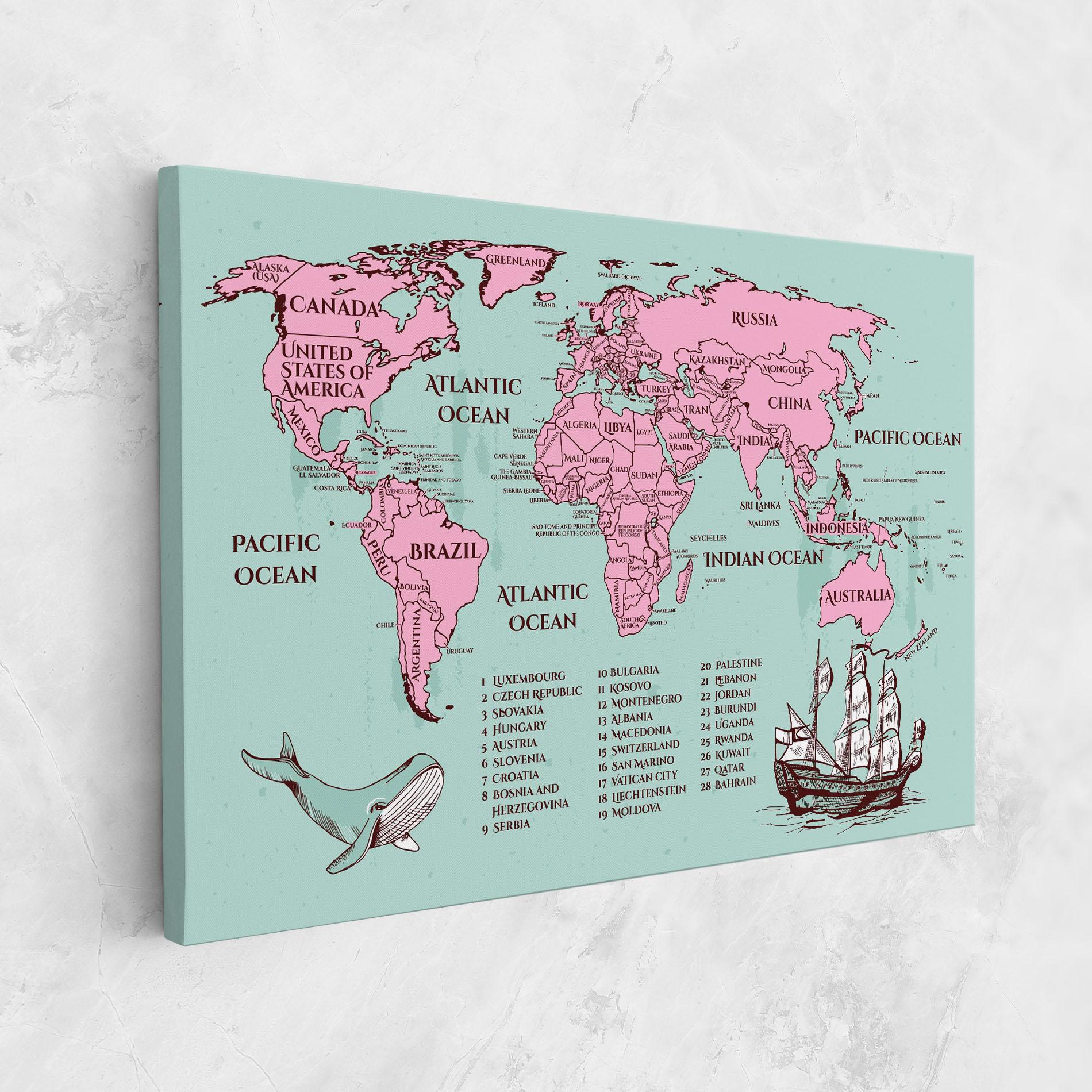 Leinwandbild Pink Pirate Map mockup 1
