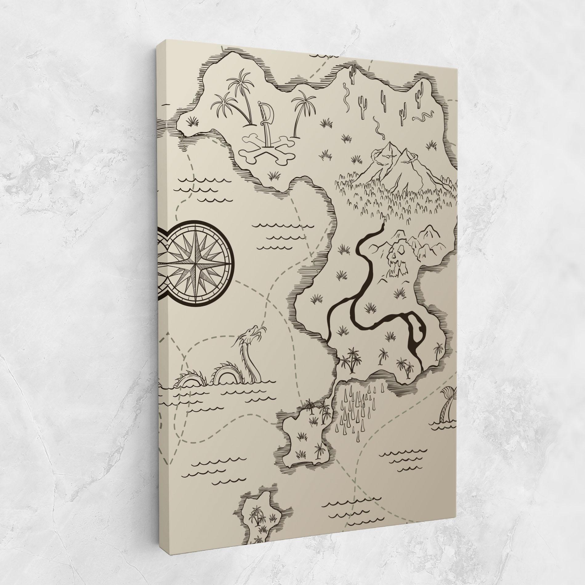 Leinwandbild Cream Island Map mockup 1