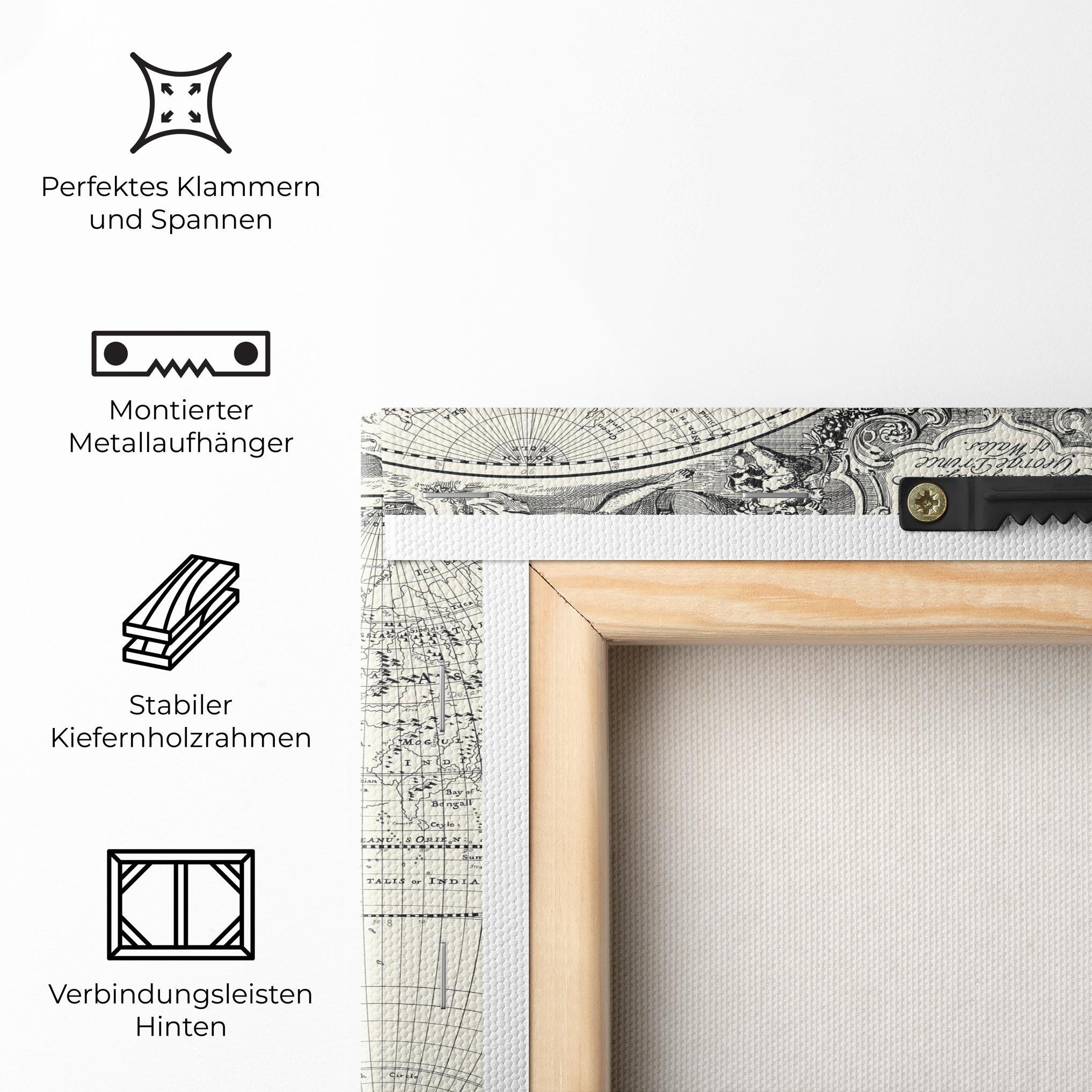Leinwandbild Black White Map mockup 5