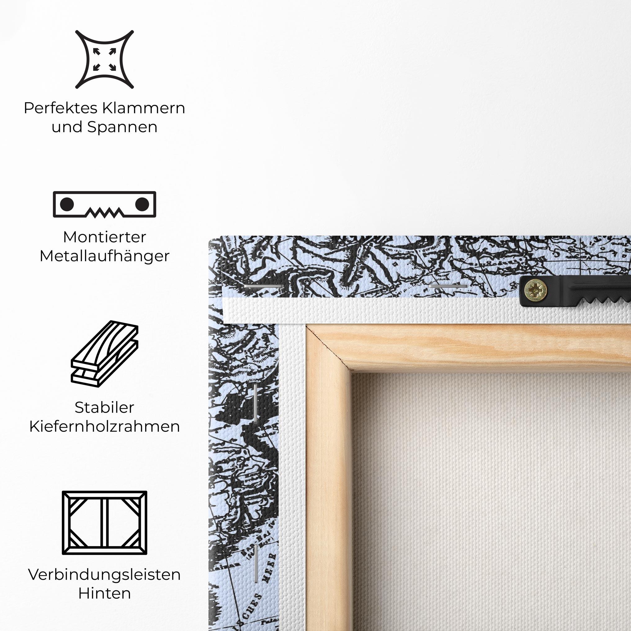Leinwandbild Blue Old Map mockup 5