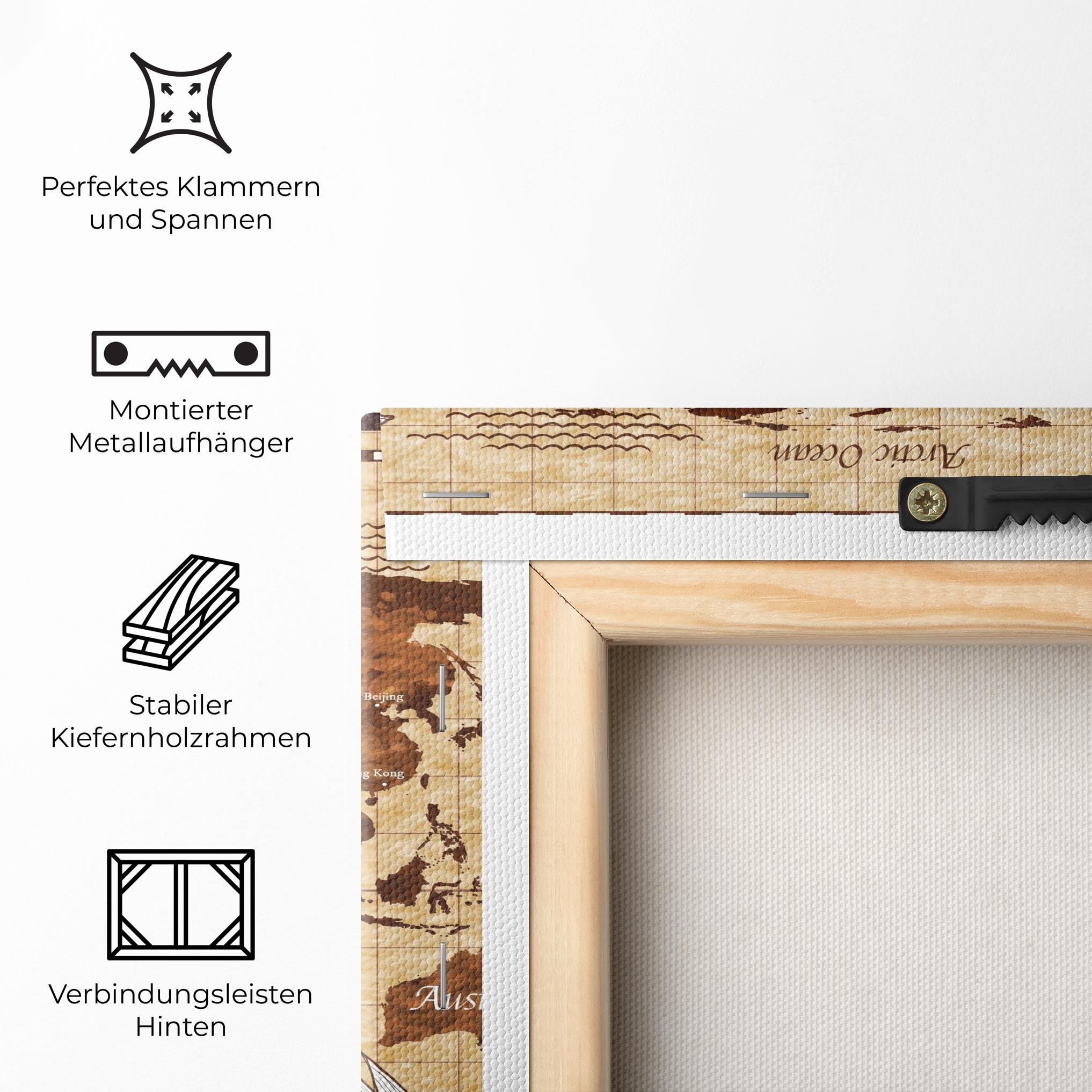 Leinwandbild Brown Old Map mockup 5