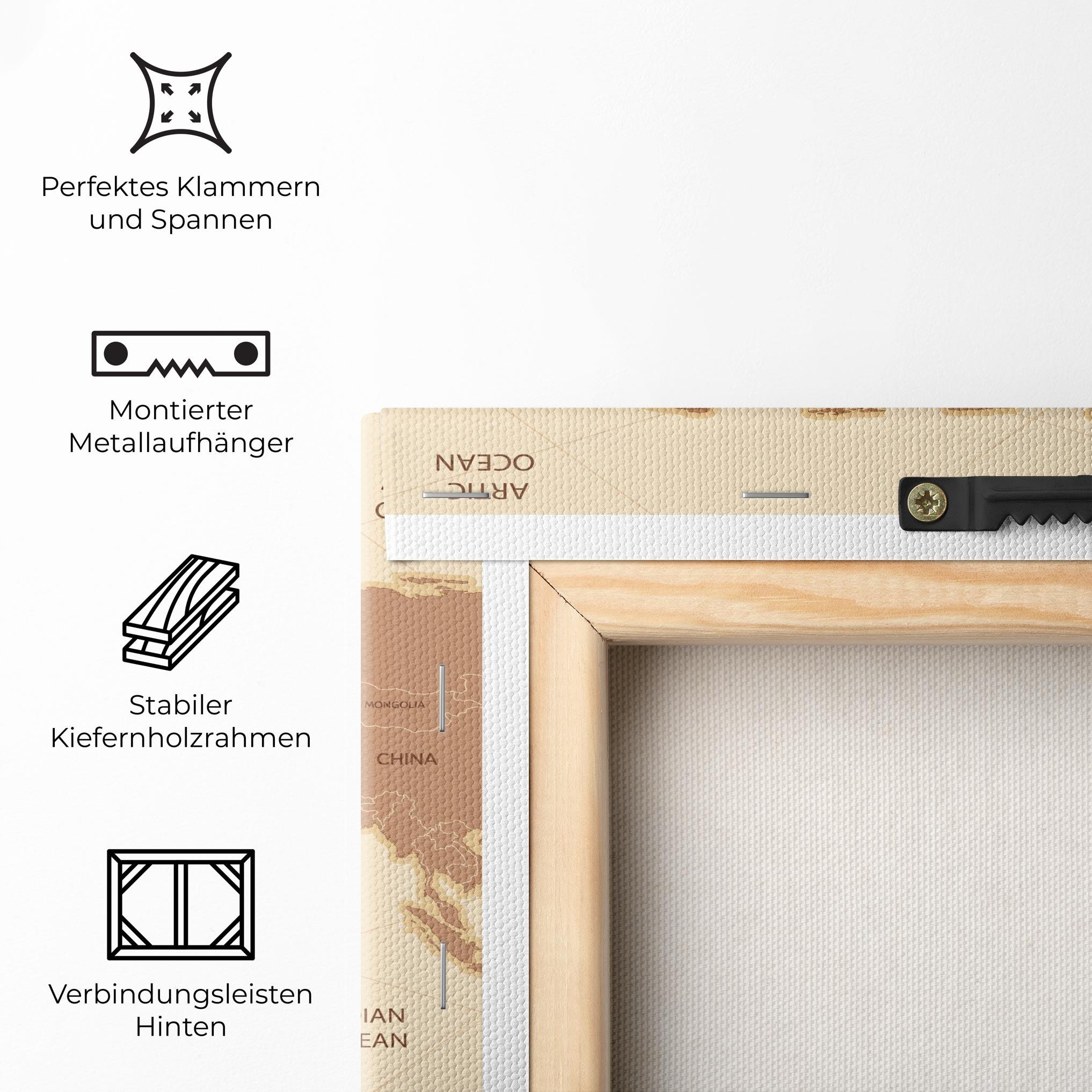 Leinwandbild Cream Map Vintage mockup 5