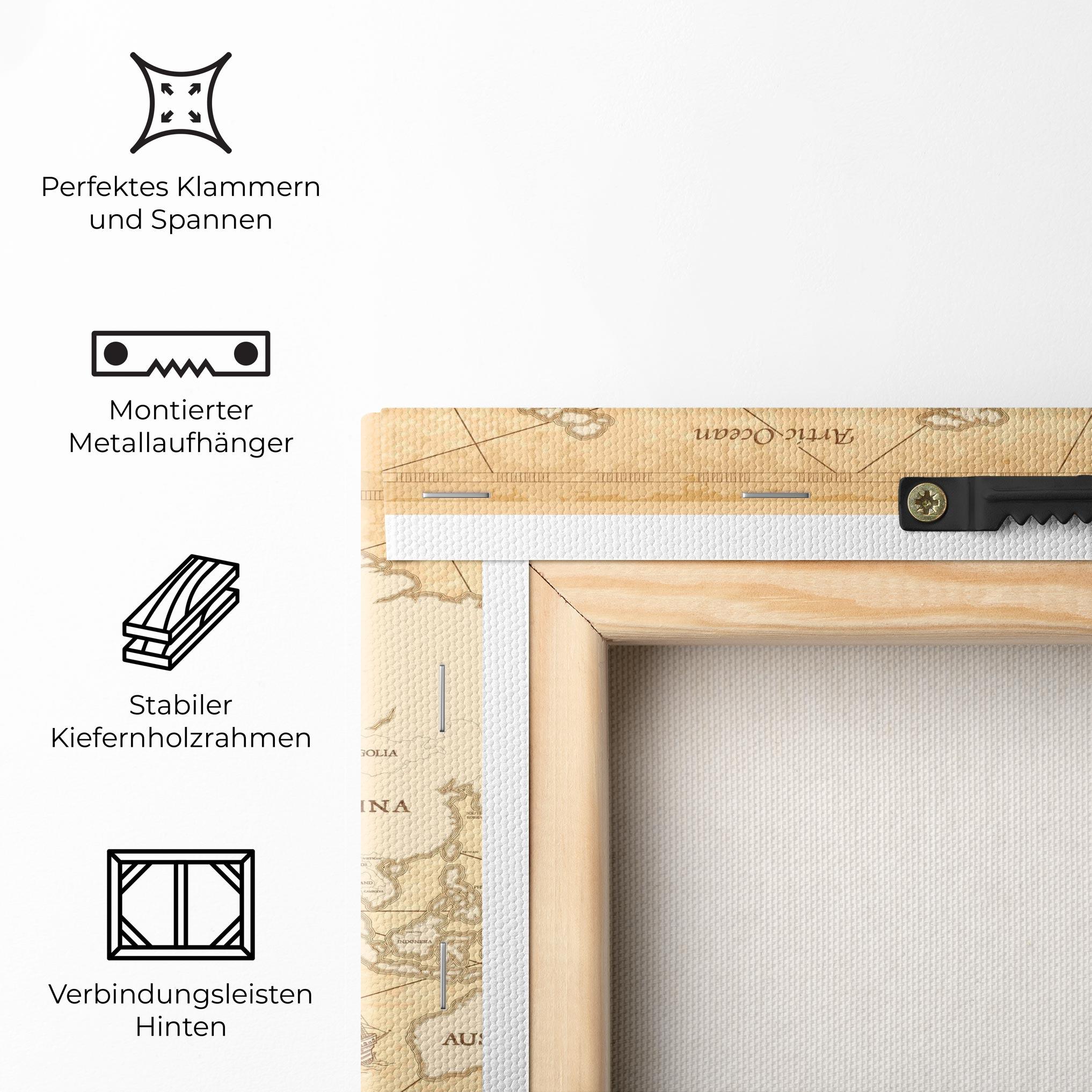 Leinwandbild Cream Old Map mockup 5