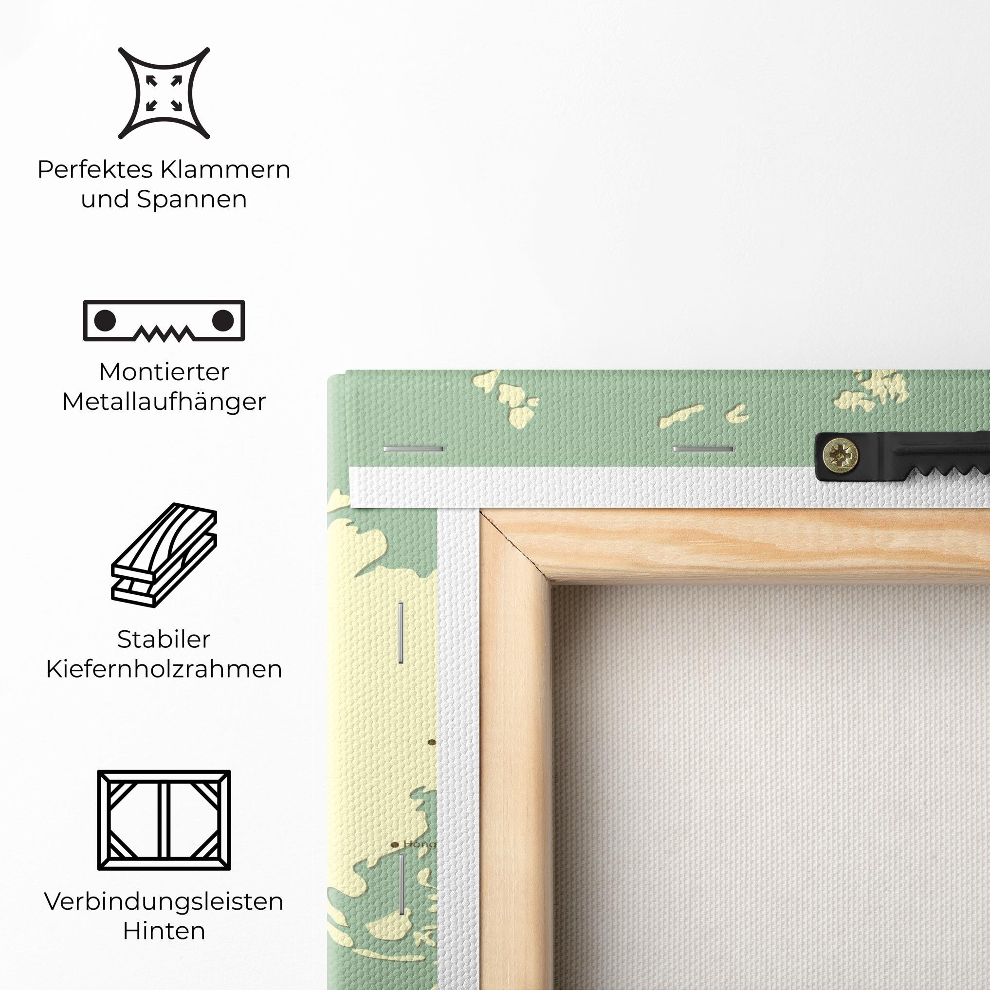 Leinwandbild Green Cream Map mockup 5