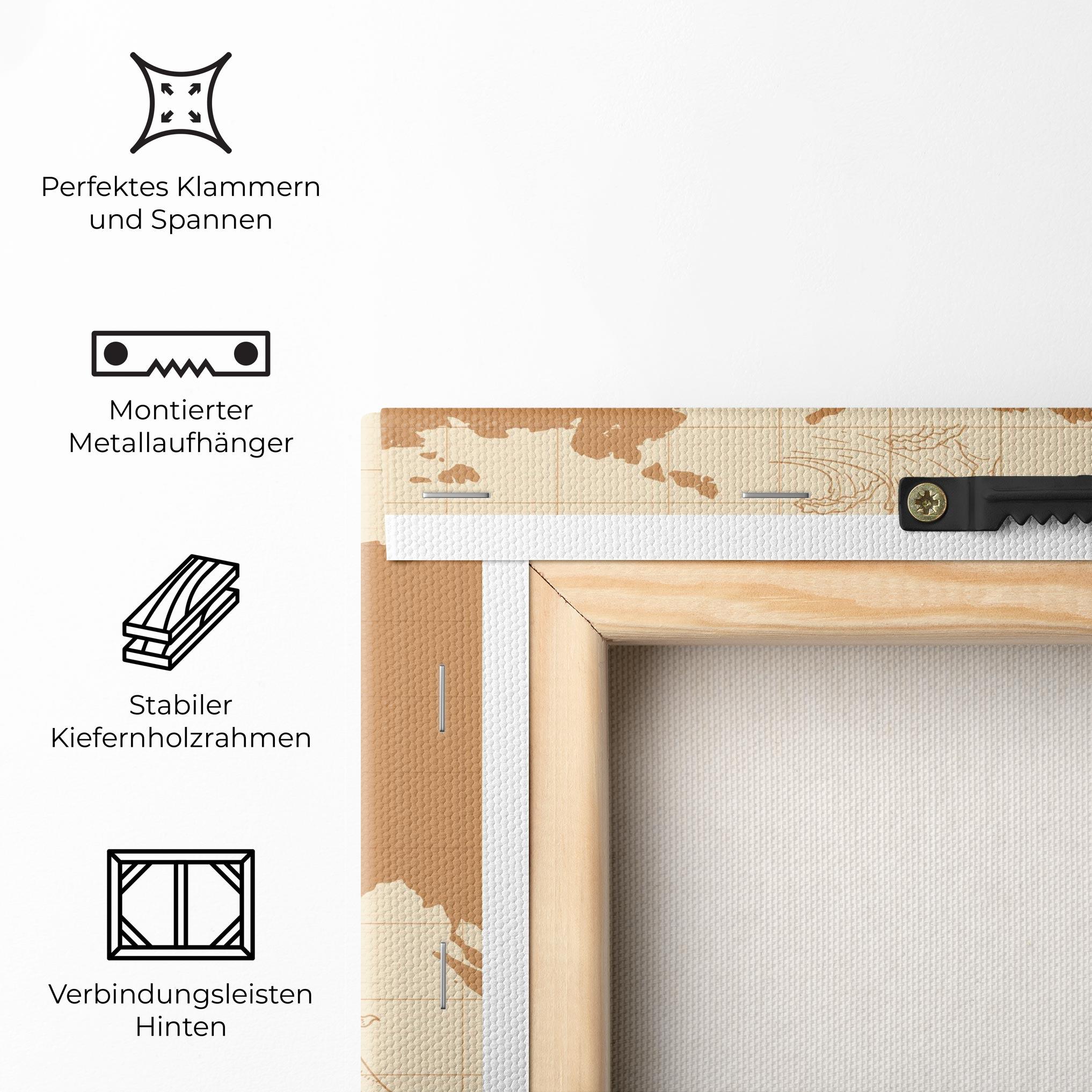 Leinwandbild Light Cream Map mockup 5