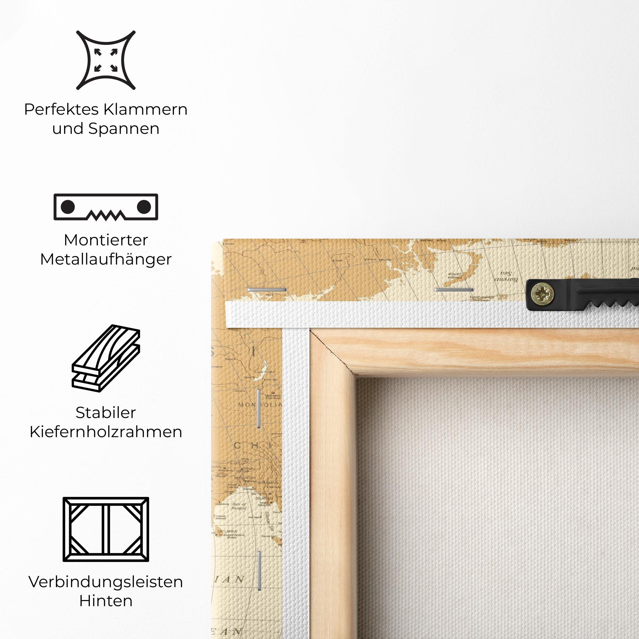 Leinwandbild Old Map Cream mockup 5