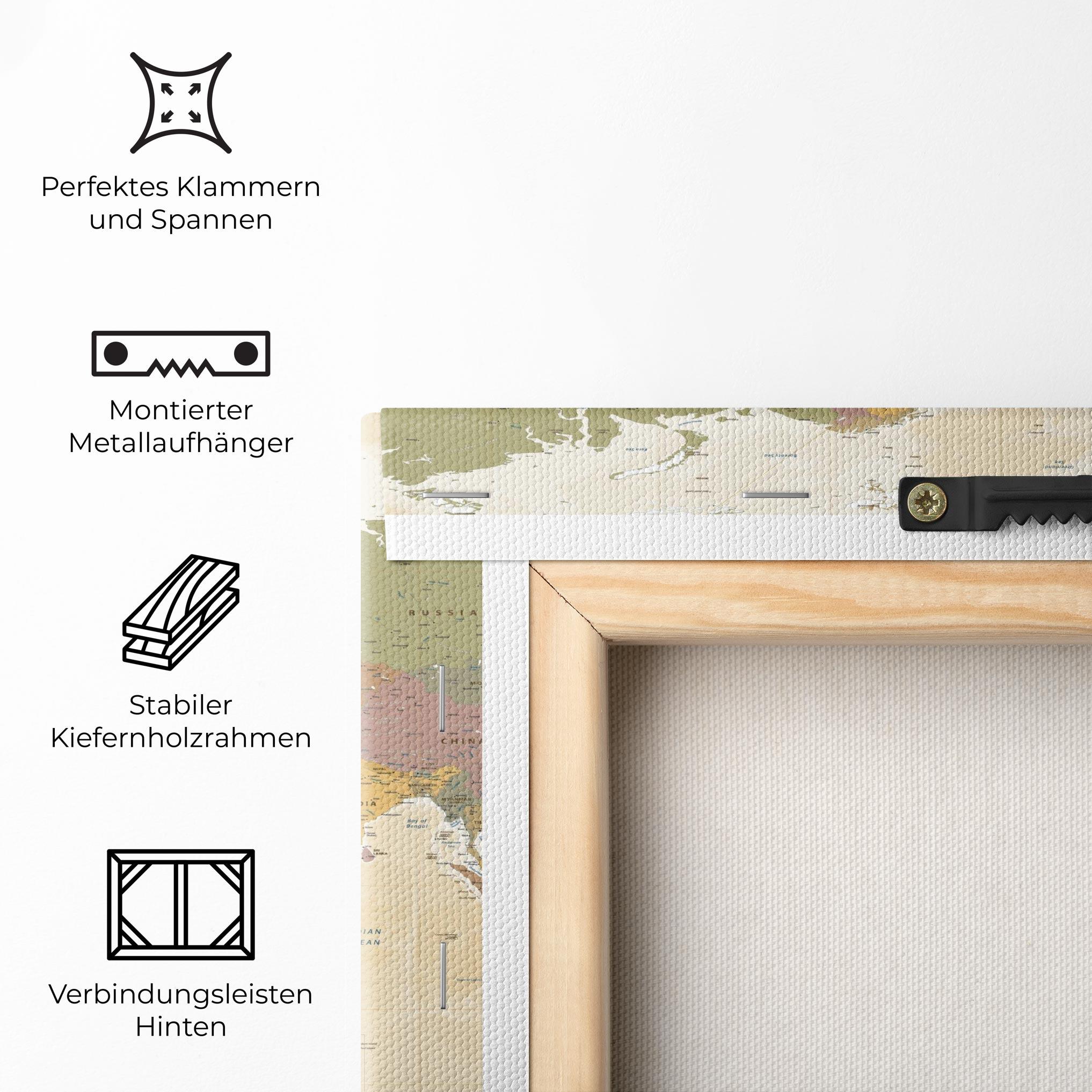Leinwandbild World Map Vintage mockup 5