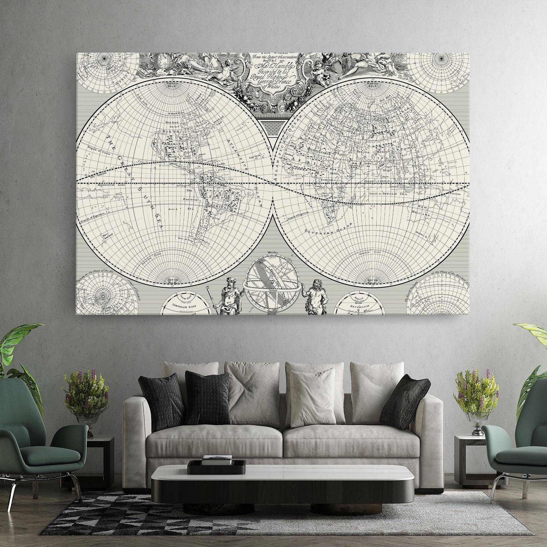 Leinwandbild Black White Map mockup 7