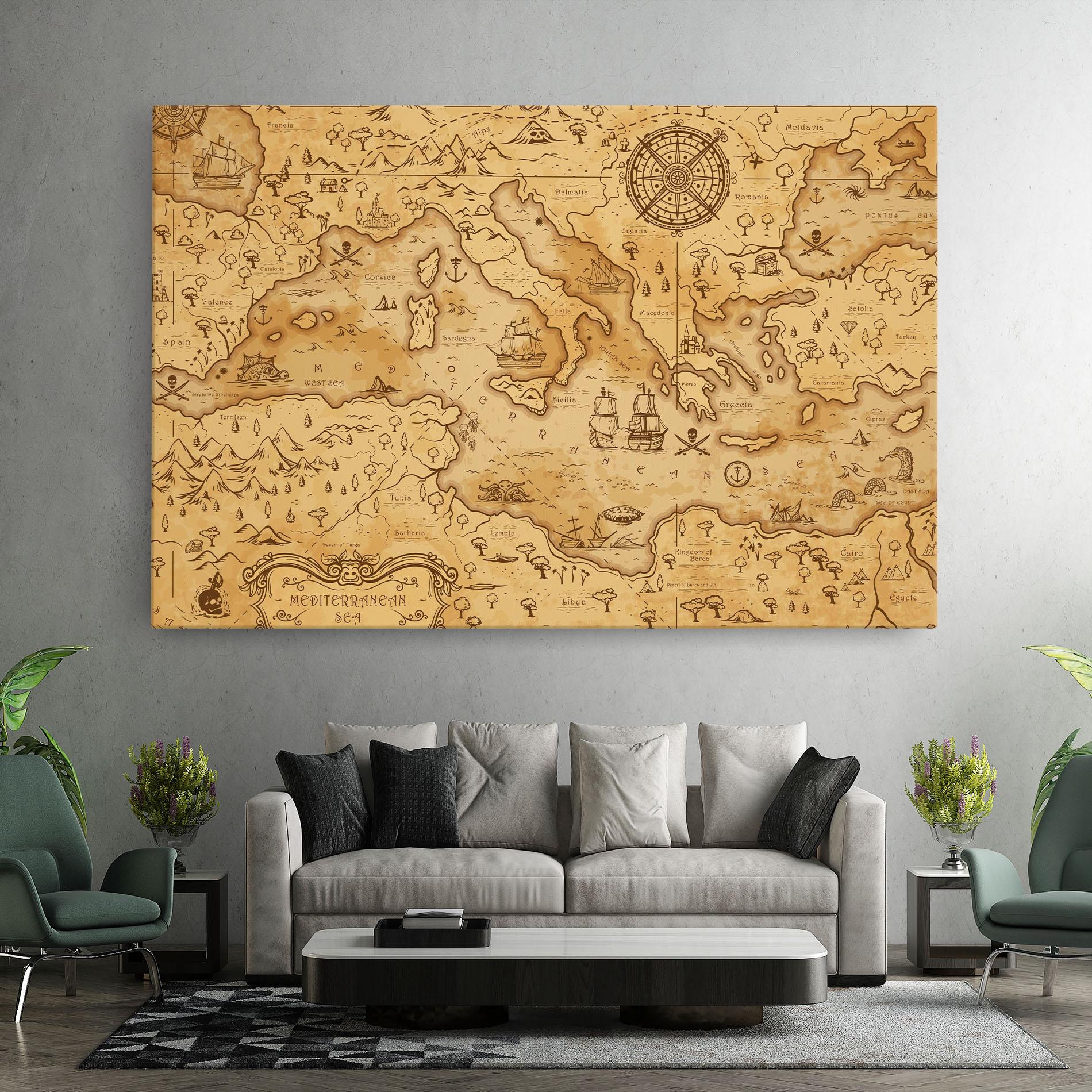 Leinwandbild Cream Brown Map mockup 7
