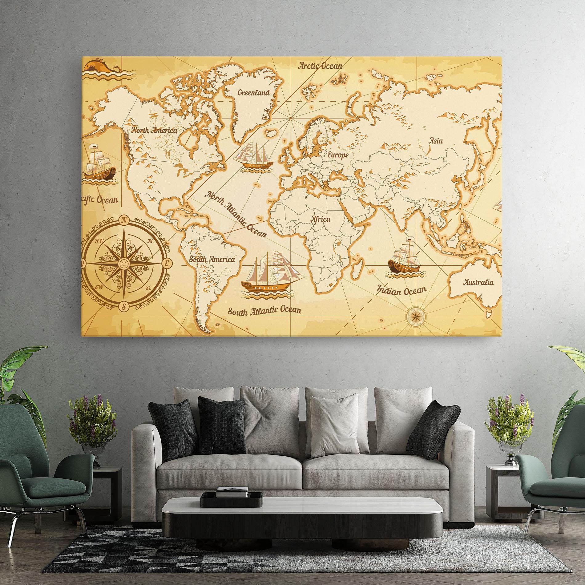 Leinwandbild Gold Old Map mockup 7