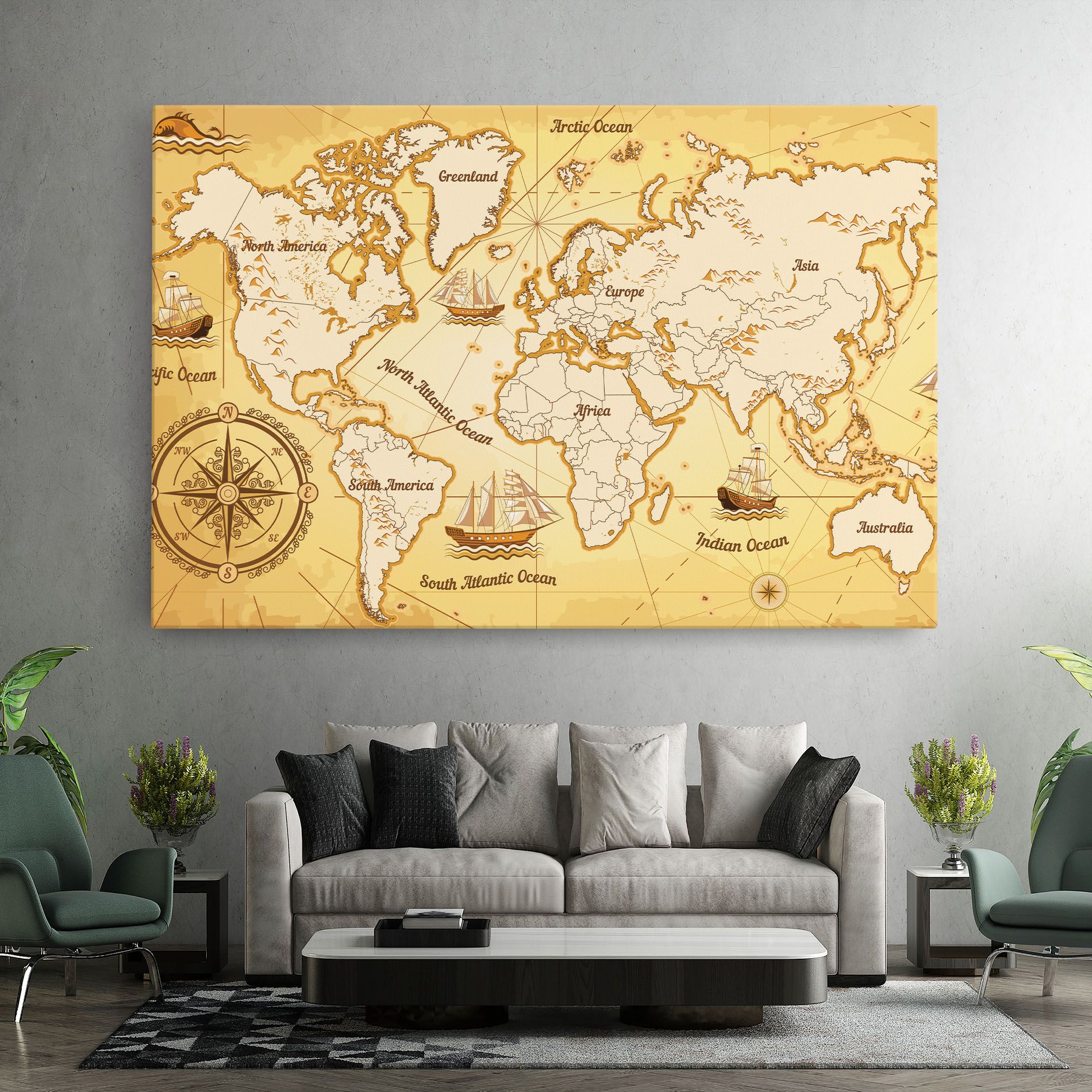 Gold Vintage Map mockup 7