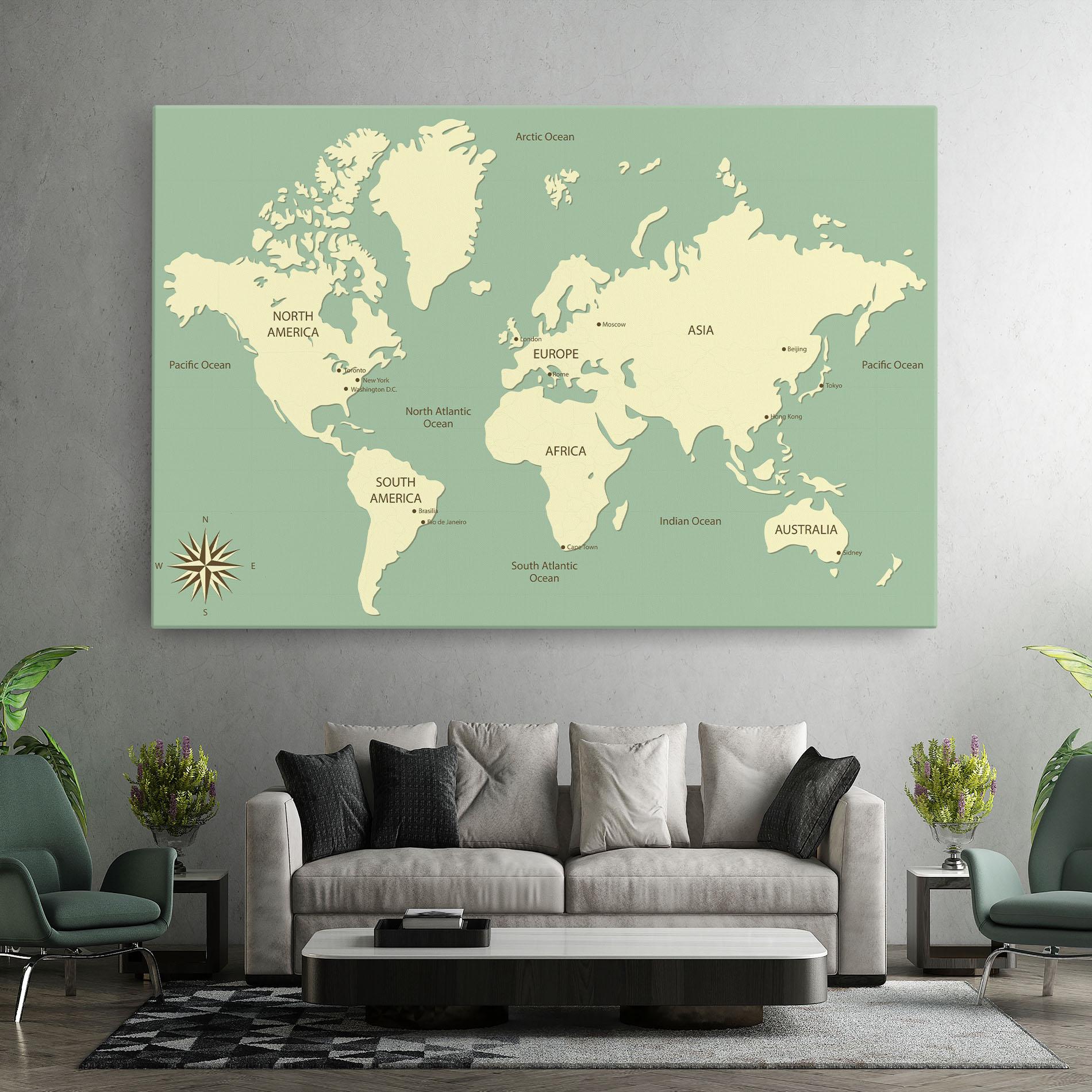 Leinwandbild Green Cream Map mockup 7
