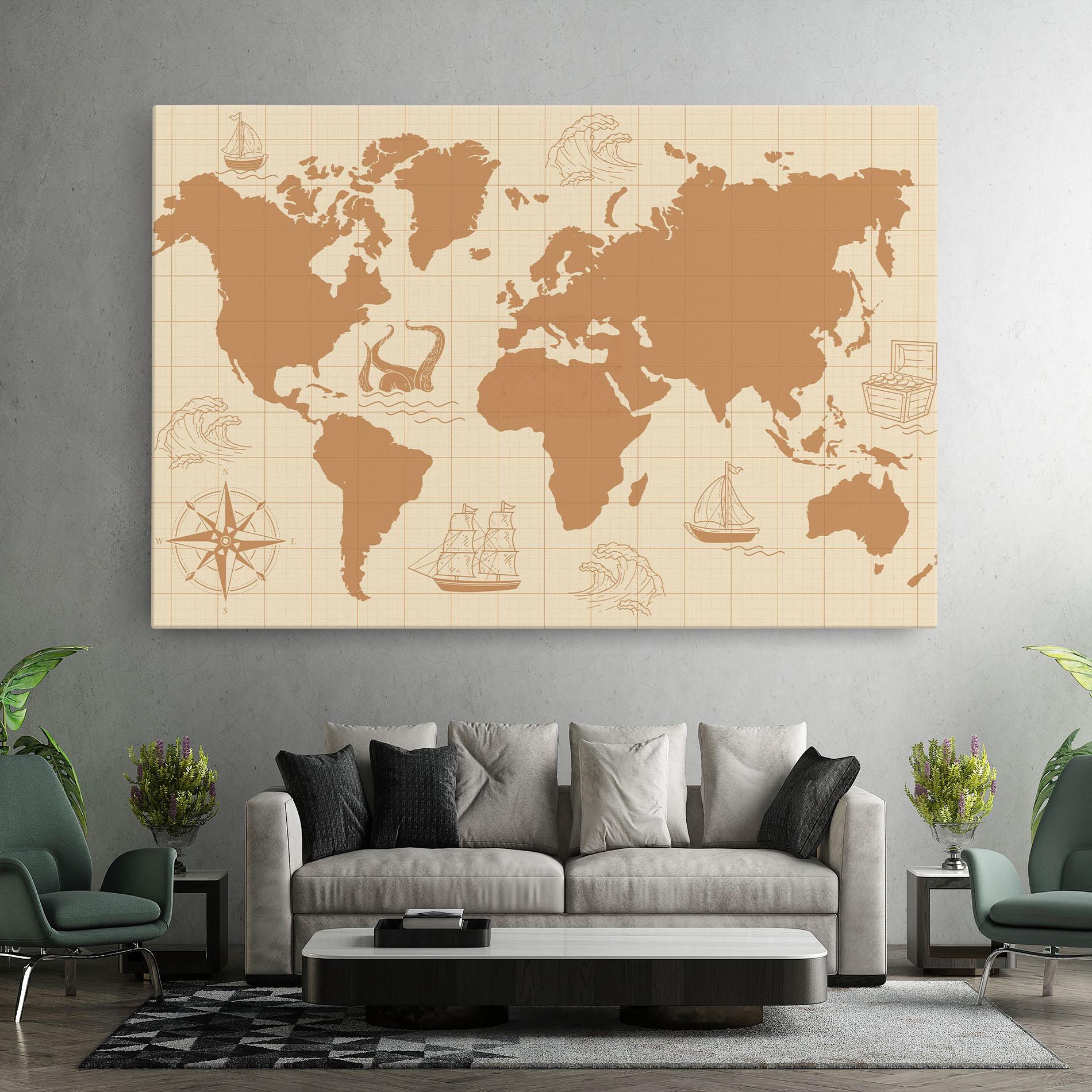 Leinwandbild Light Cream Map mockup 7