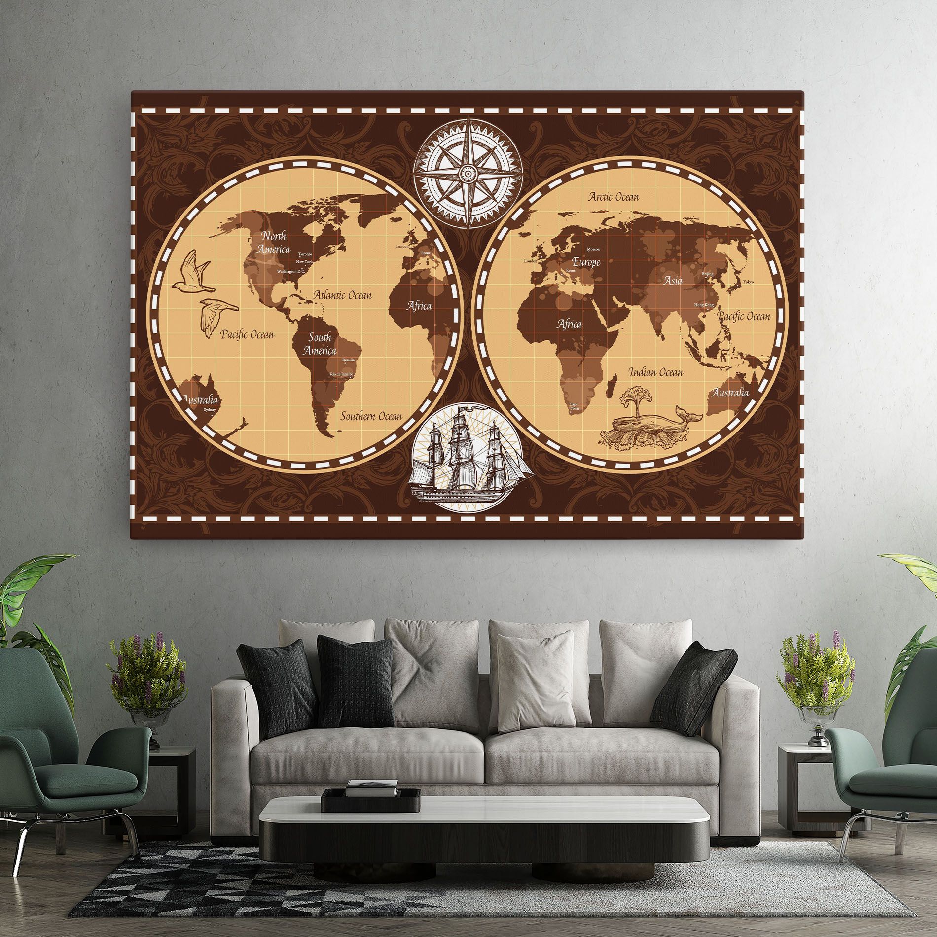 Old Brown Map mockup 7