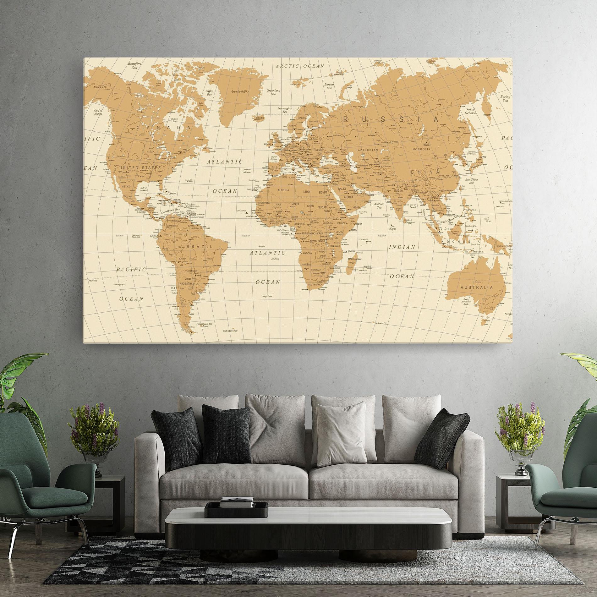 Leinwandbild Old Map Cream mockup 7