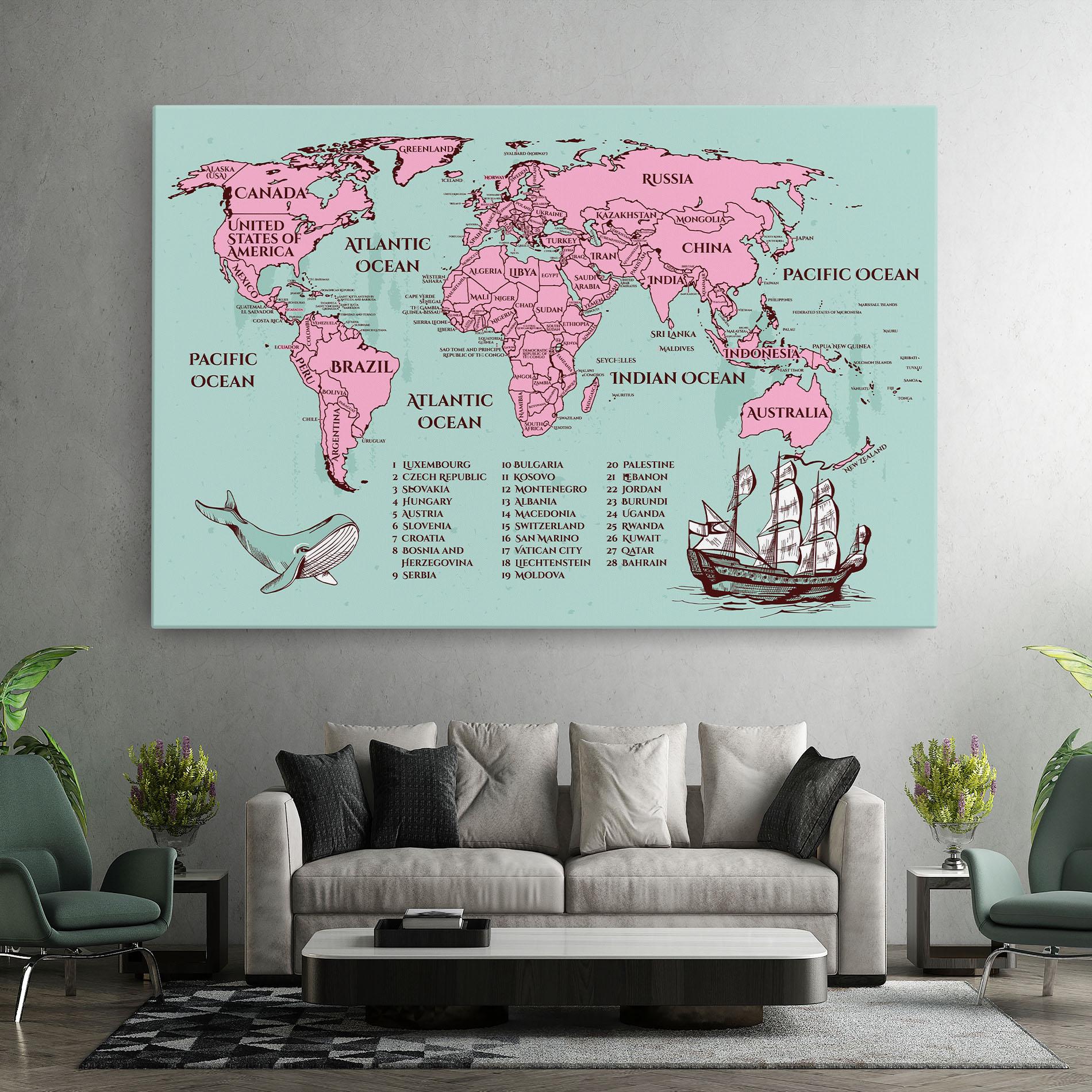 Leinwandbild Pink Pirate Map mockup 7
