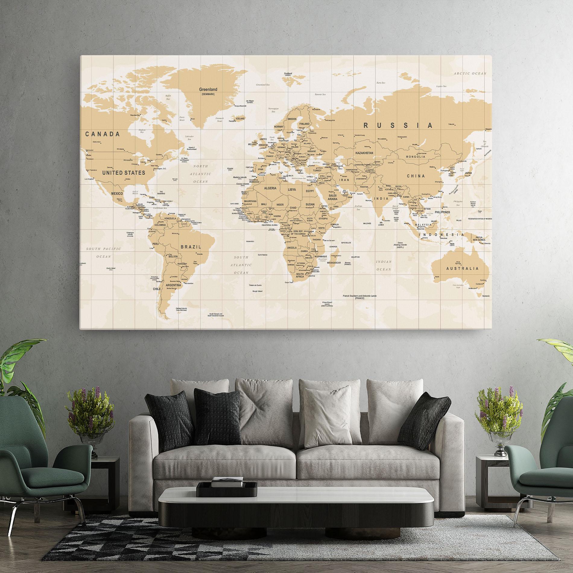 Leinwandbild World Old Map mockup 7