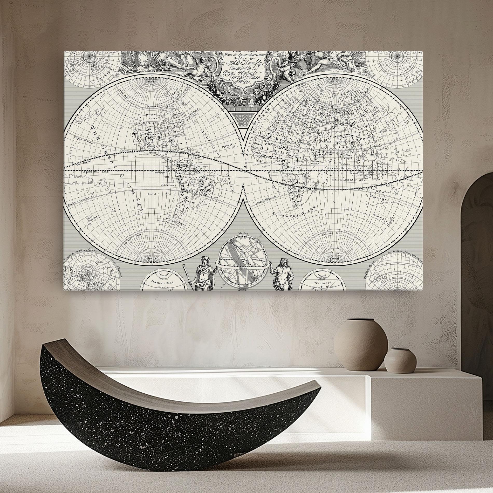 Leinwandbild Black White Map mockup 8
