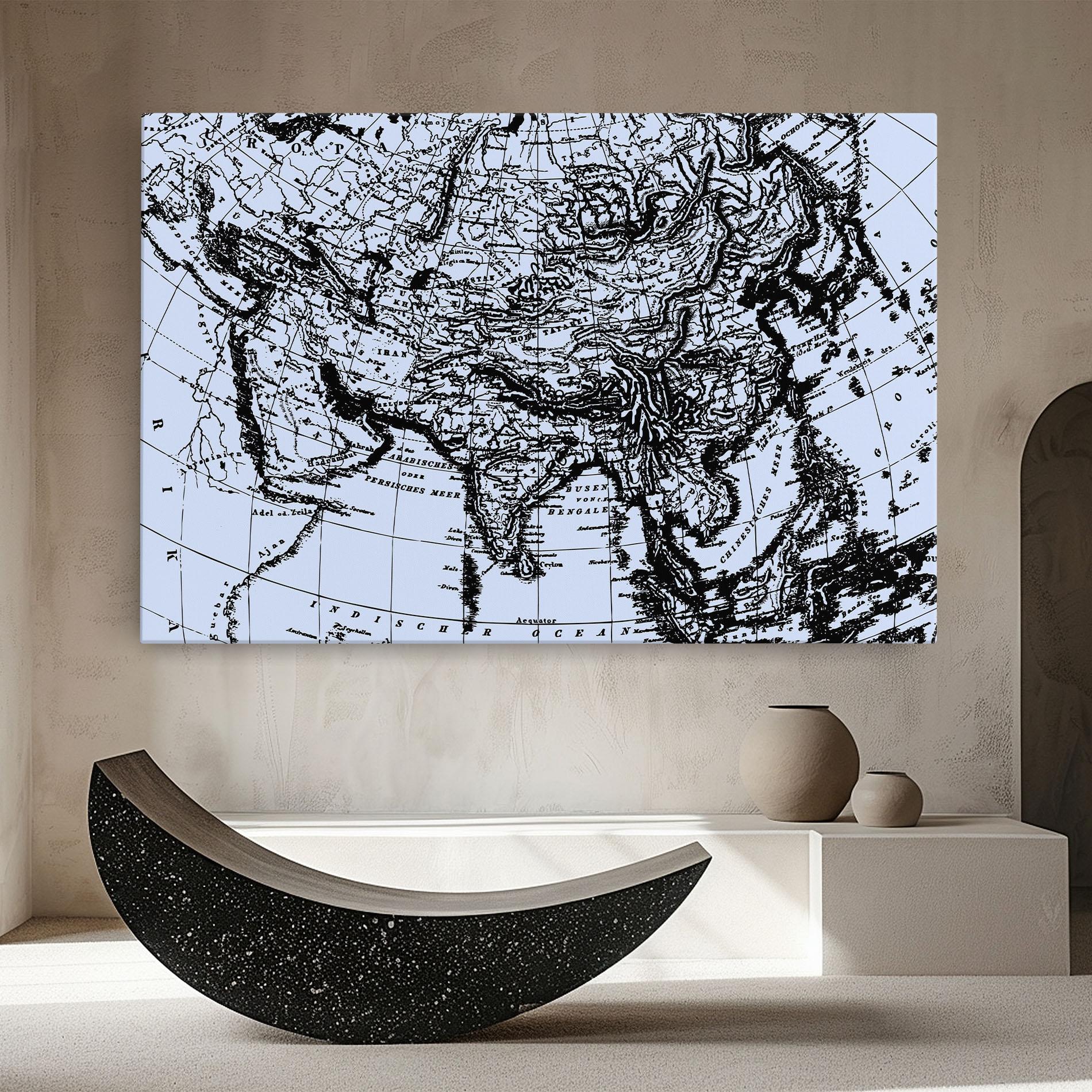 Leinwandbild Blue Old Map mockup 8