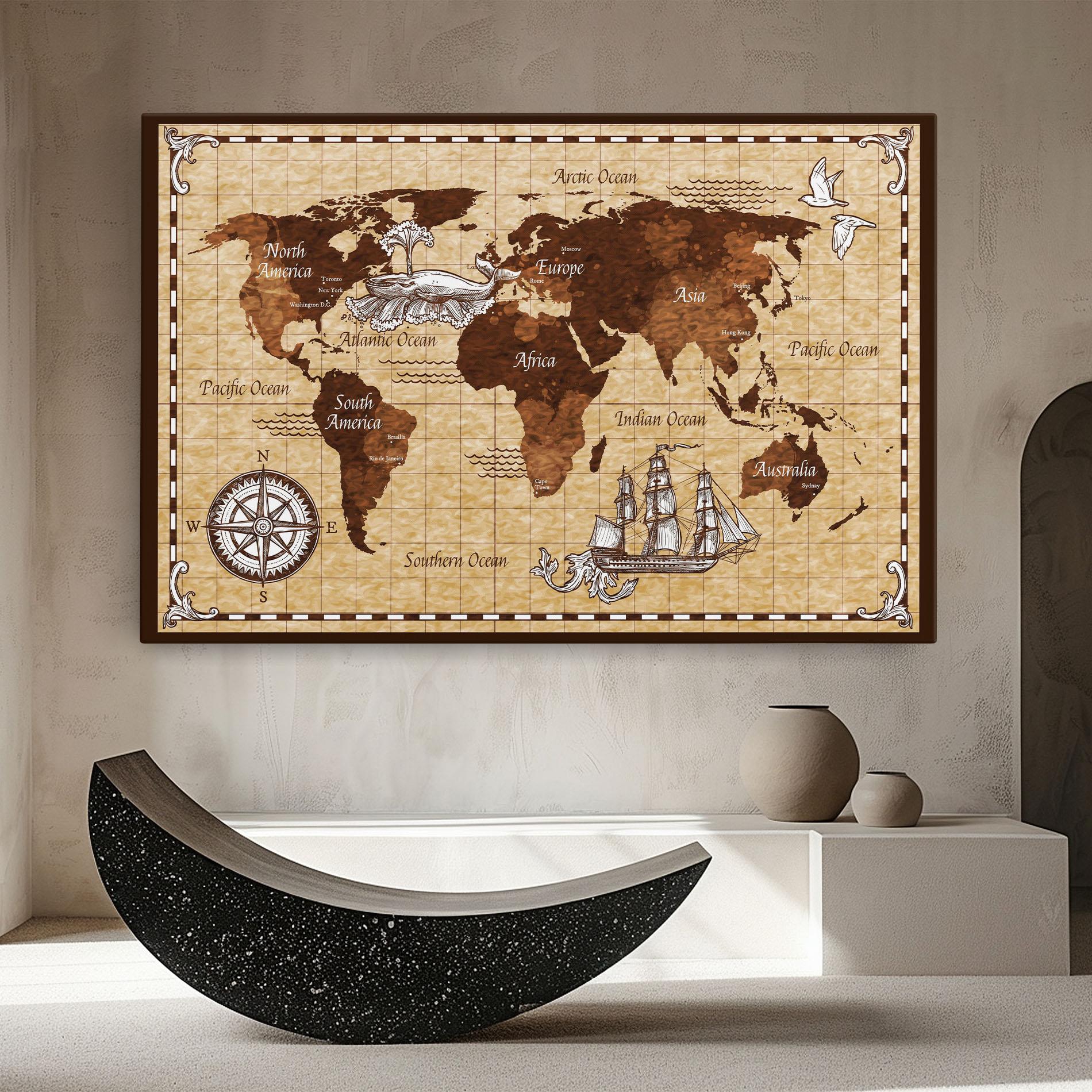 Leinwandbild Brown Old Map mockup 8