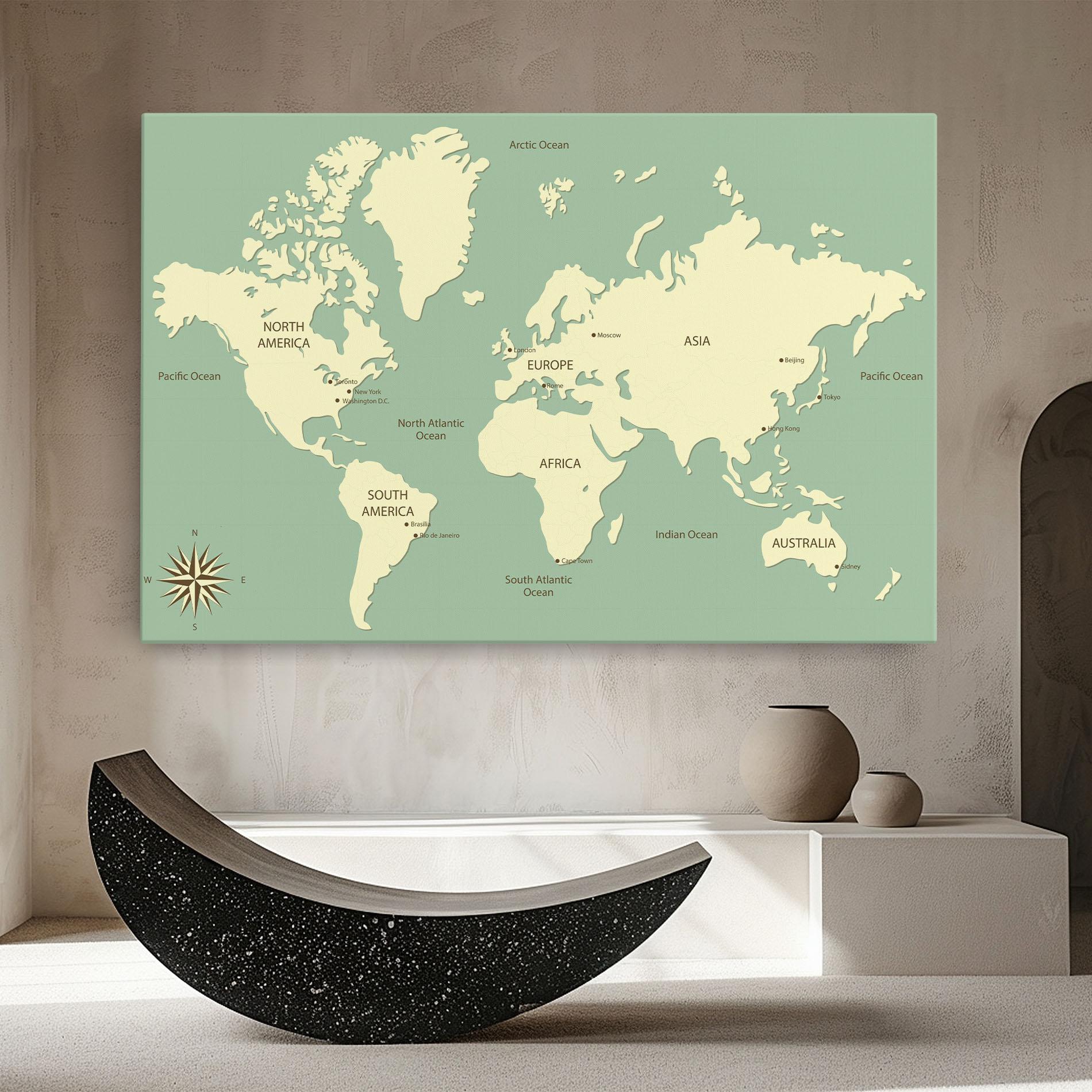 Leinwandbild Green Cream Map mockup 8