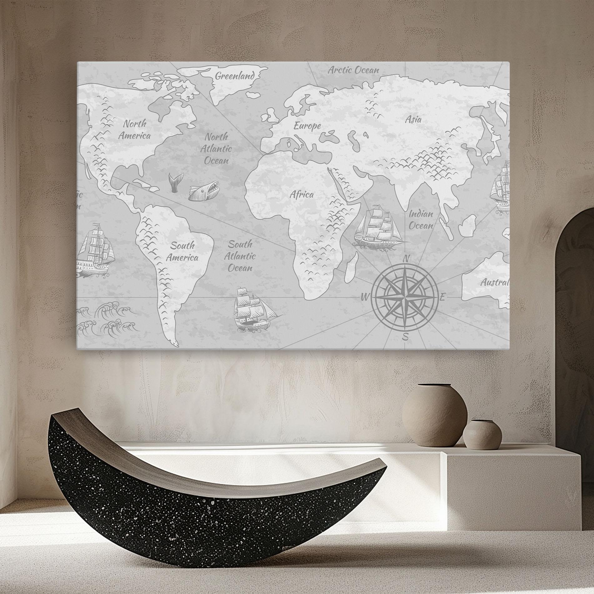 Leinwandbild Grey Old Map mockup 8