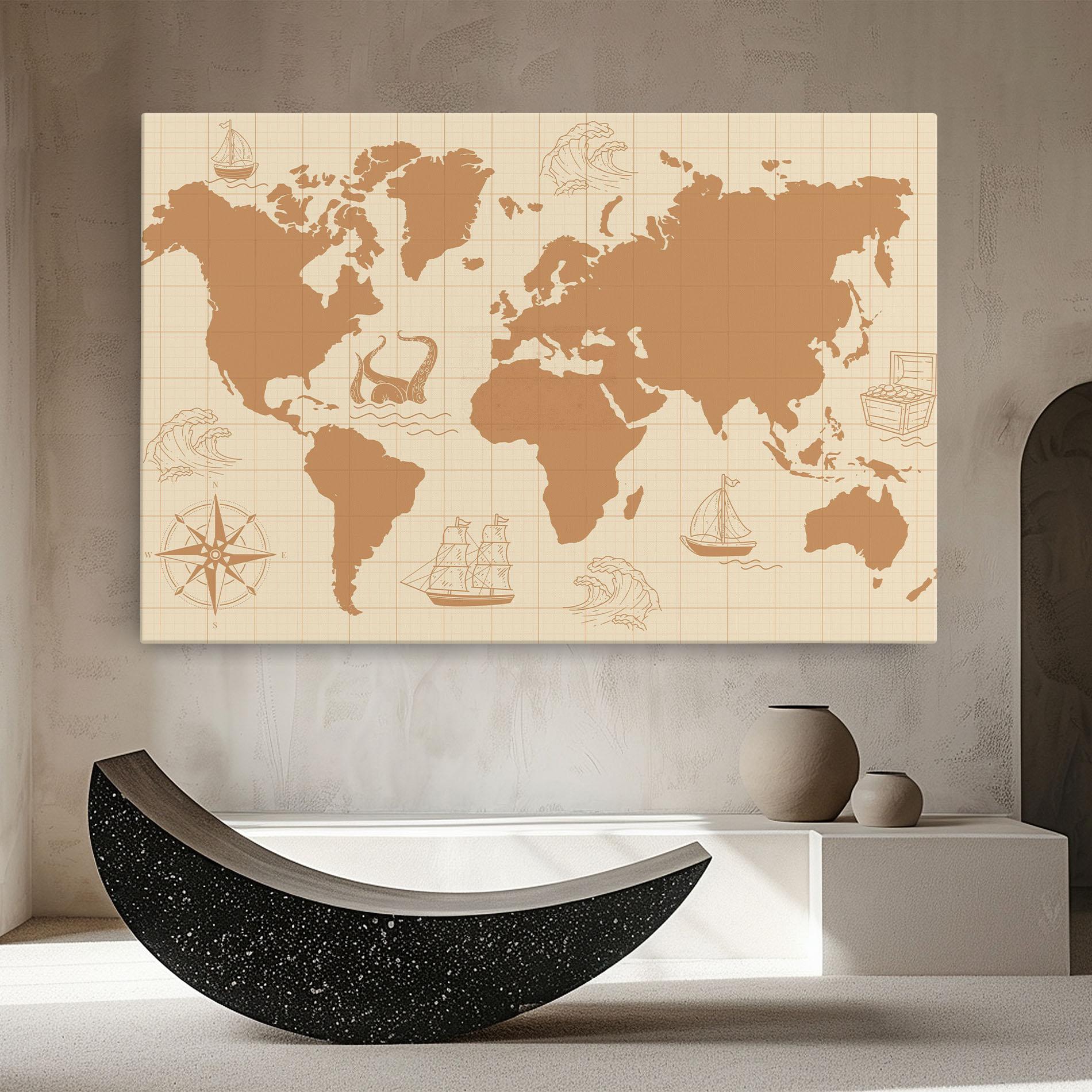 Leinwandbild Light Cream Map mockup 8