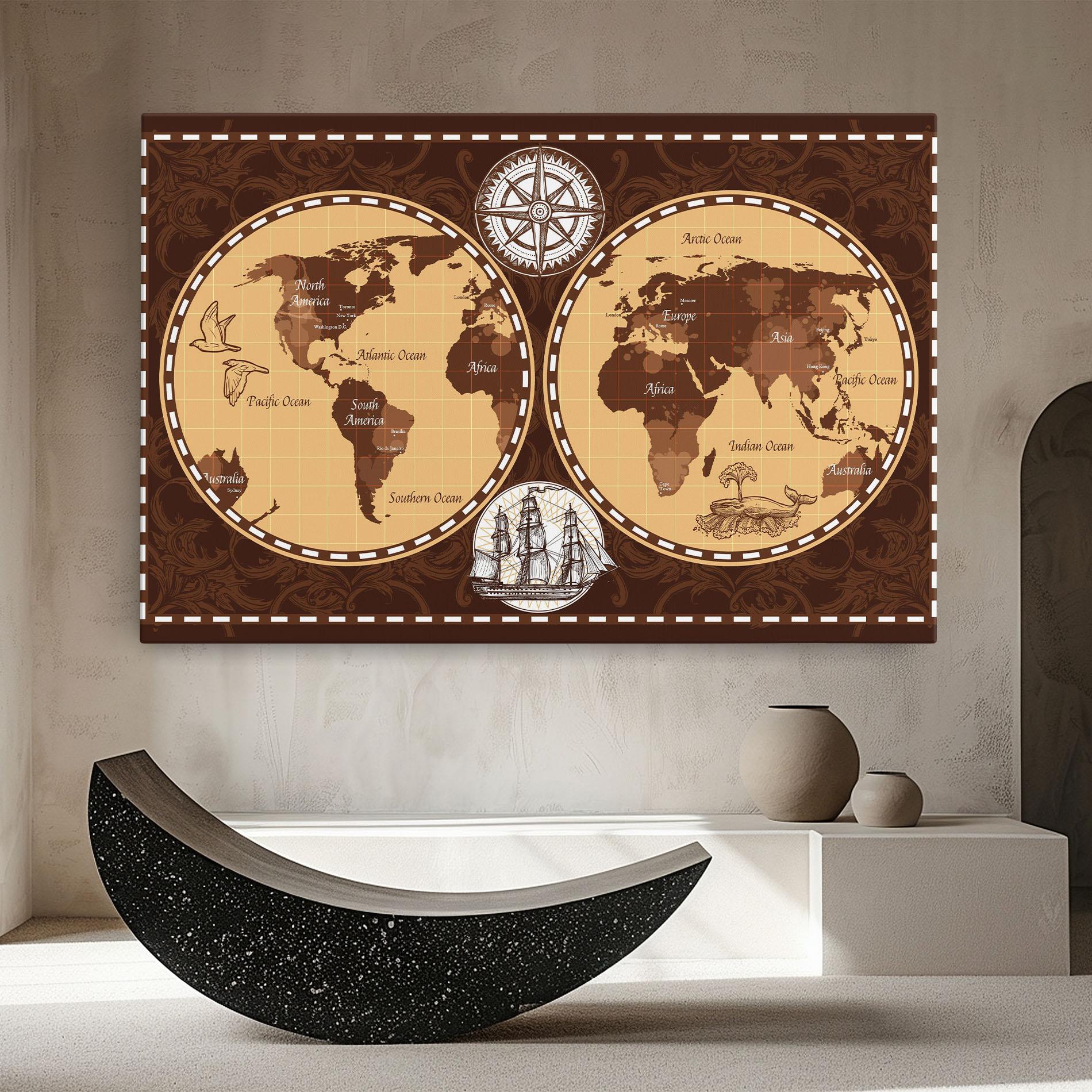 Leinwandbild Old Brown Map mockup 8