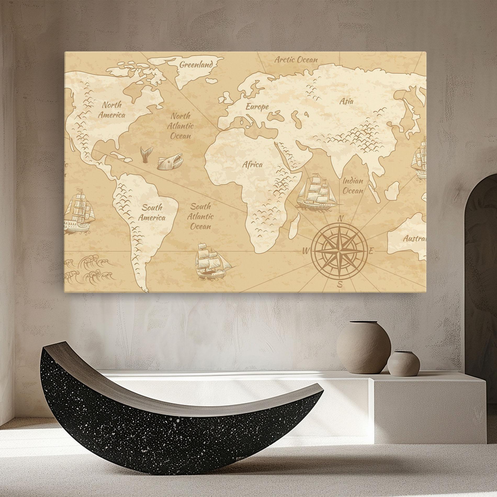 Leinwandbild Old Continents Map mockup 8