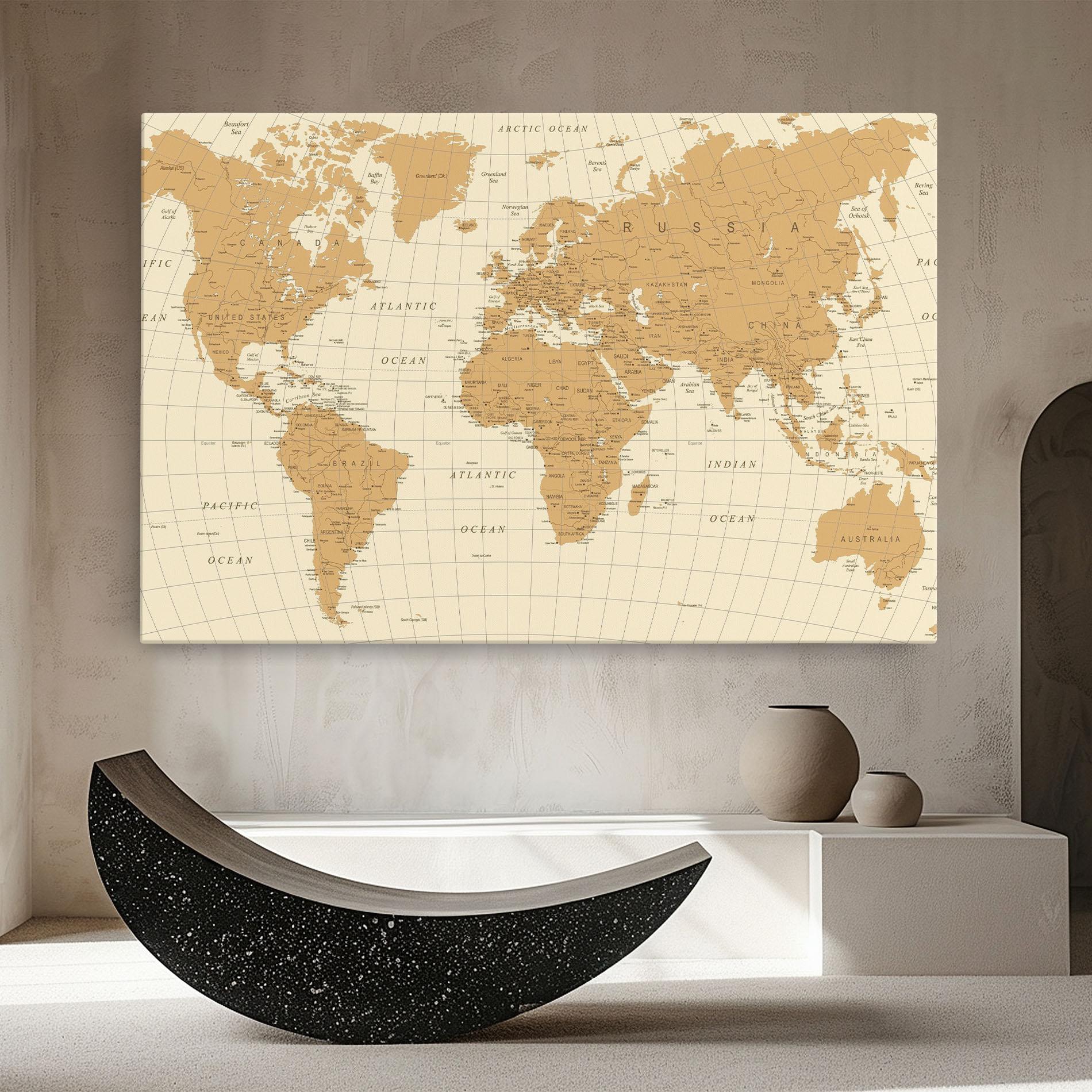 Leinwandbild Old Map Cream mockup 8