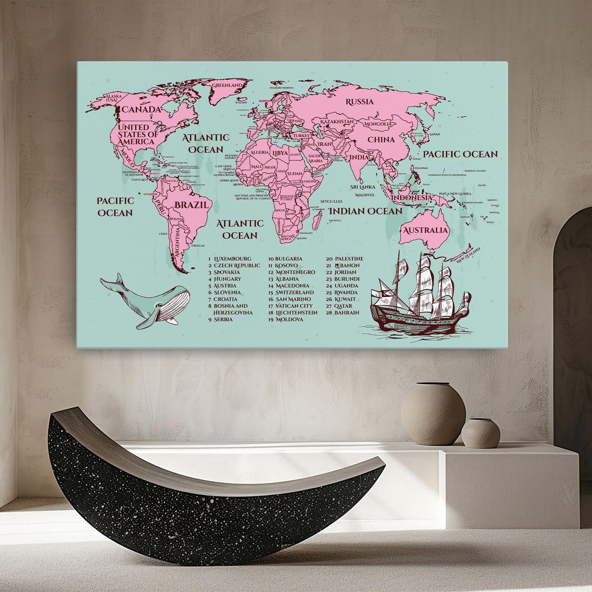 Leinwandbild Pink Pirate Map mockup 8