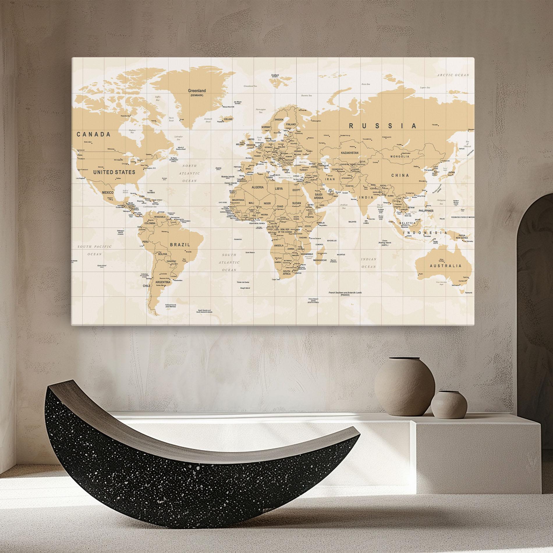 Leinwandbild World Old Map mockup 8