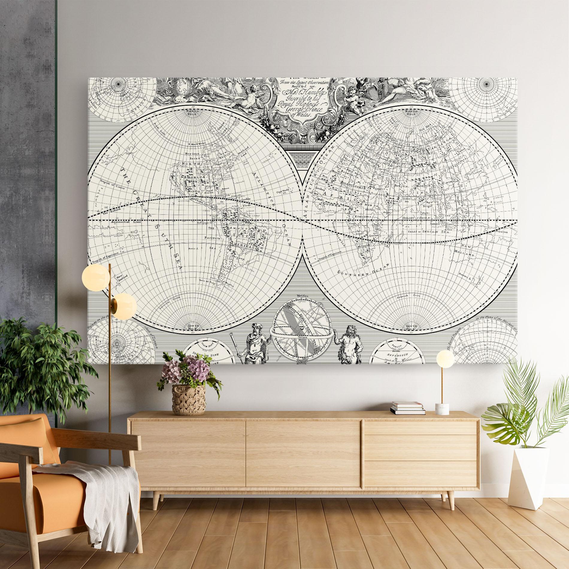 Leinwandbild Black White Map mockup 9