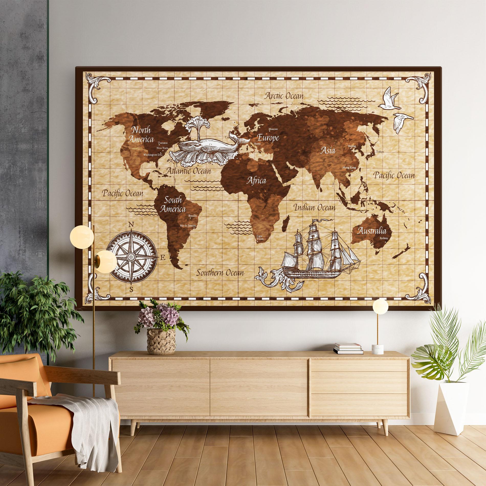 Leinwandbild Brown Old Map mockup 9
