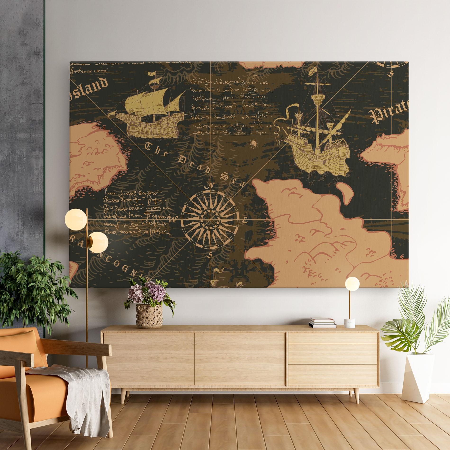 Leinwandbild Cool Old Map mockup 9