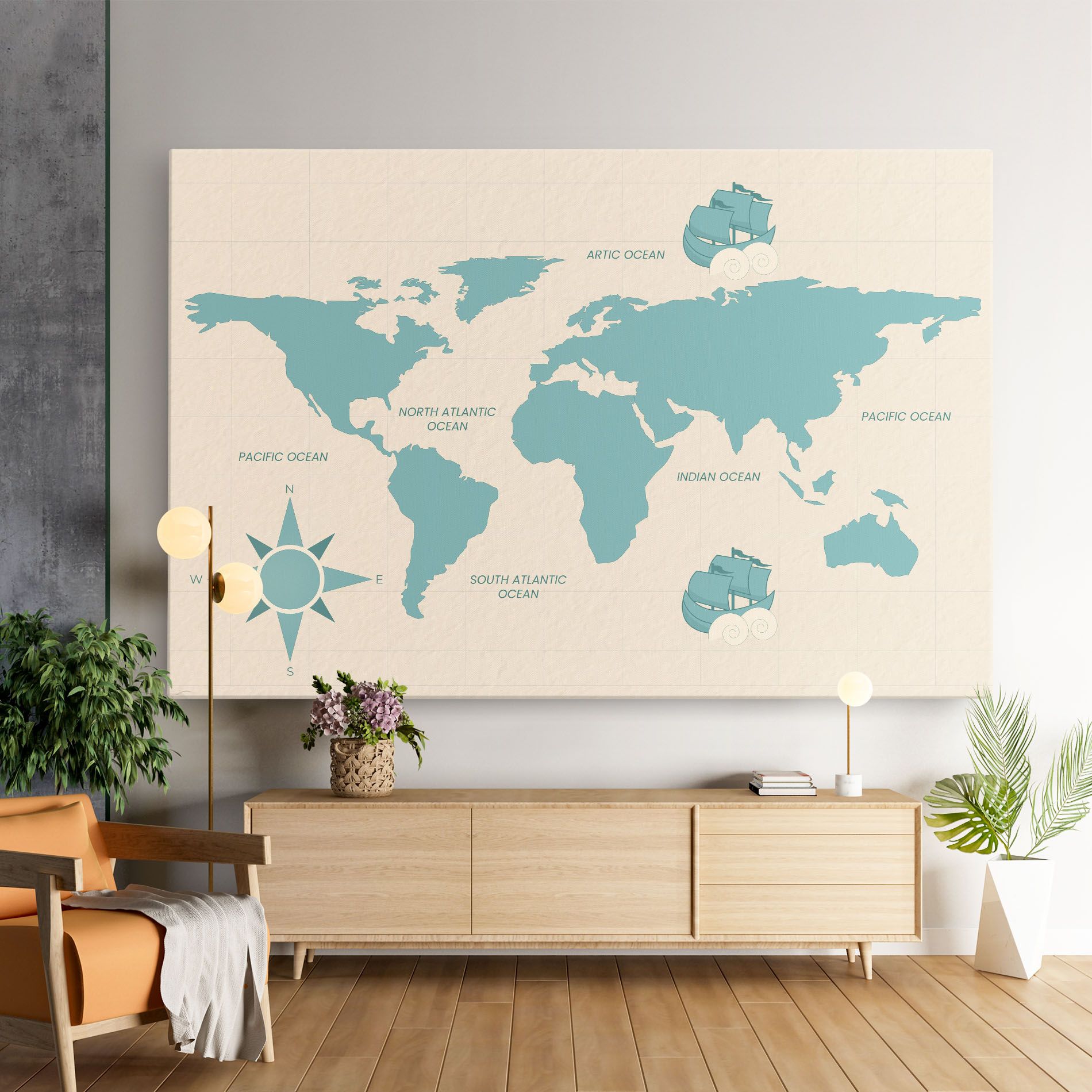 Cream Blue Map mockup 9