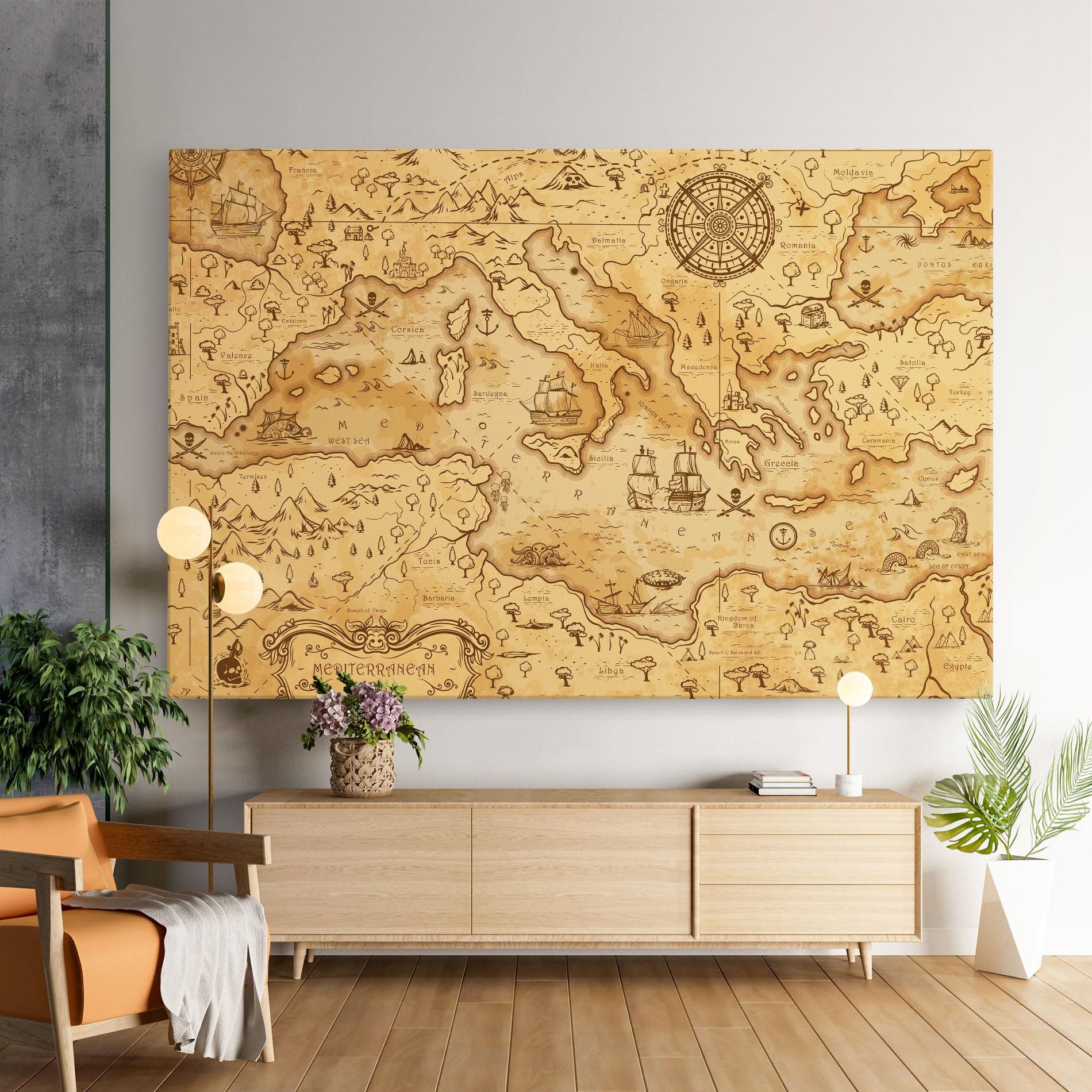 Leinwandbild Cream Brown Map mockup 9