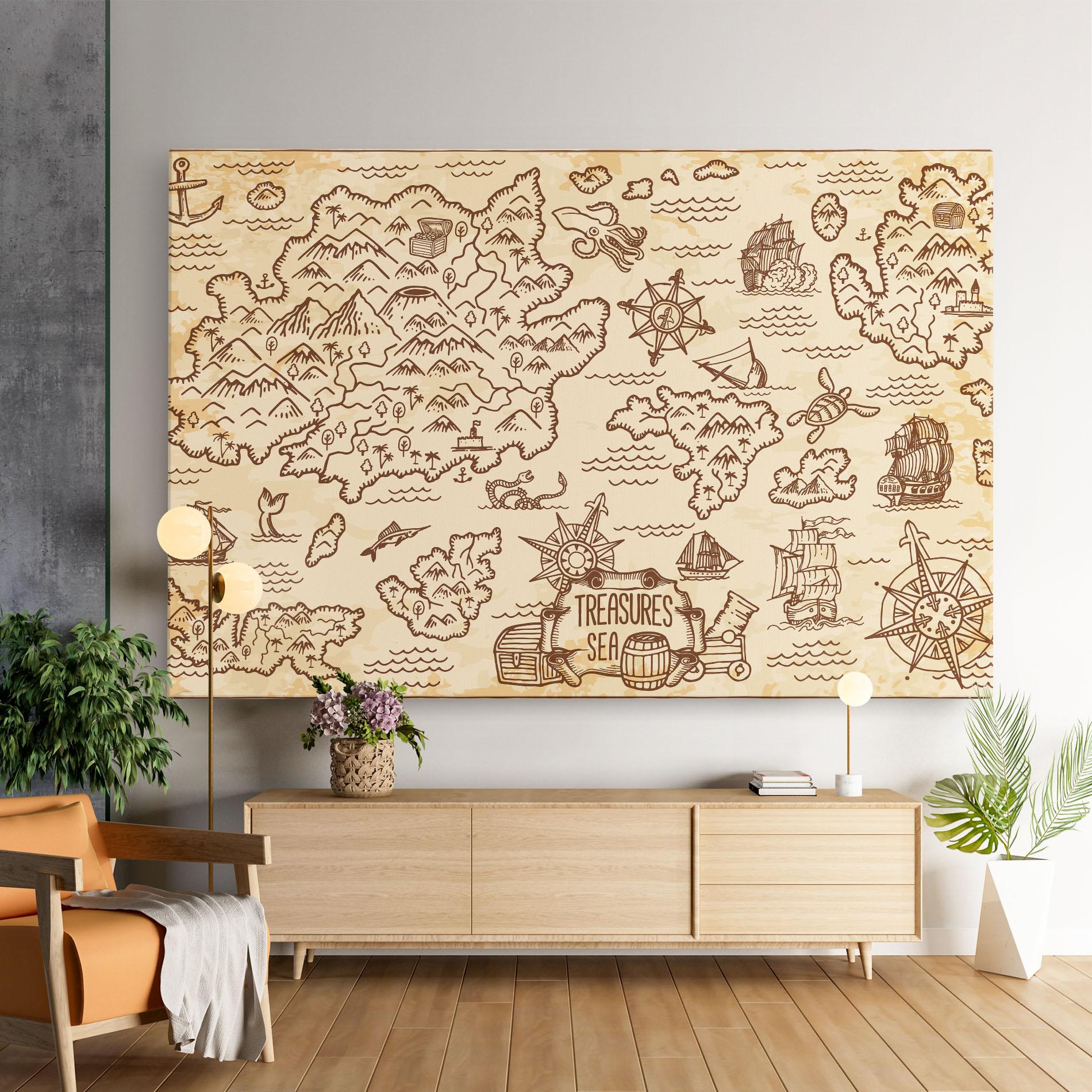 Leinwandbild Cream Coffee Map mockup 9