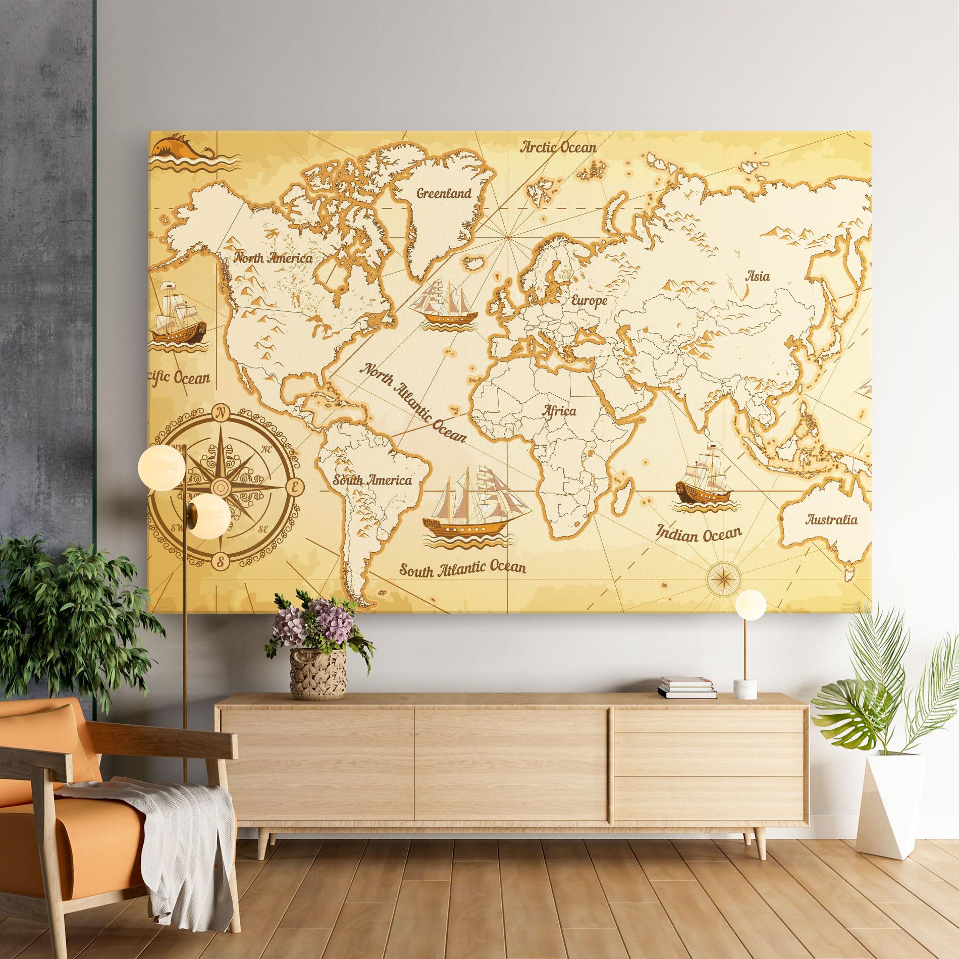 Leinwandbild Gold Old Map mockup 9